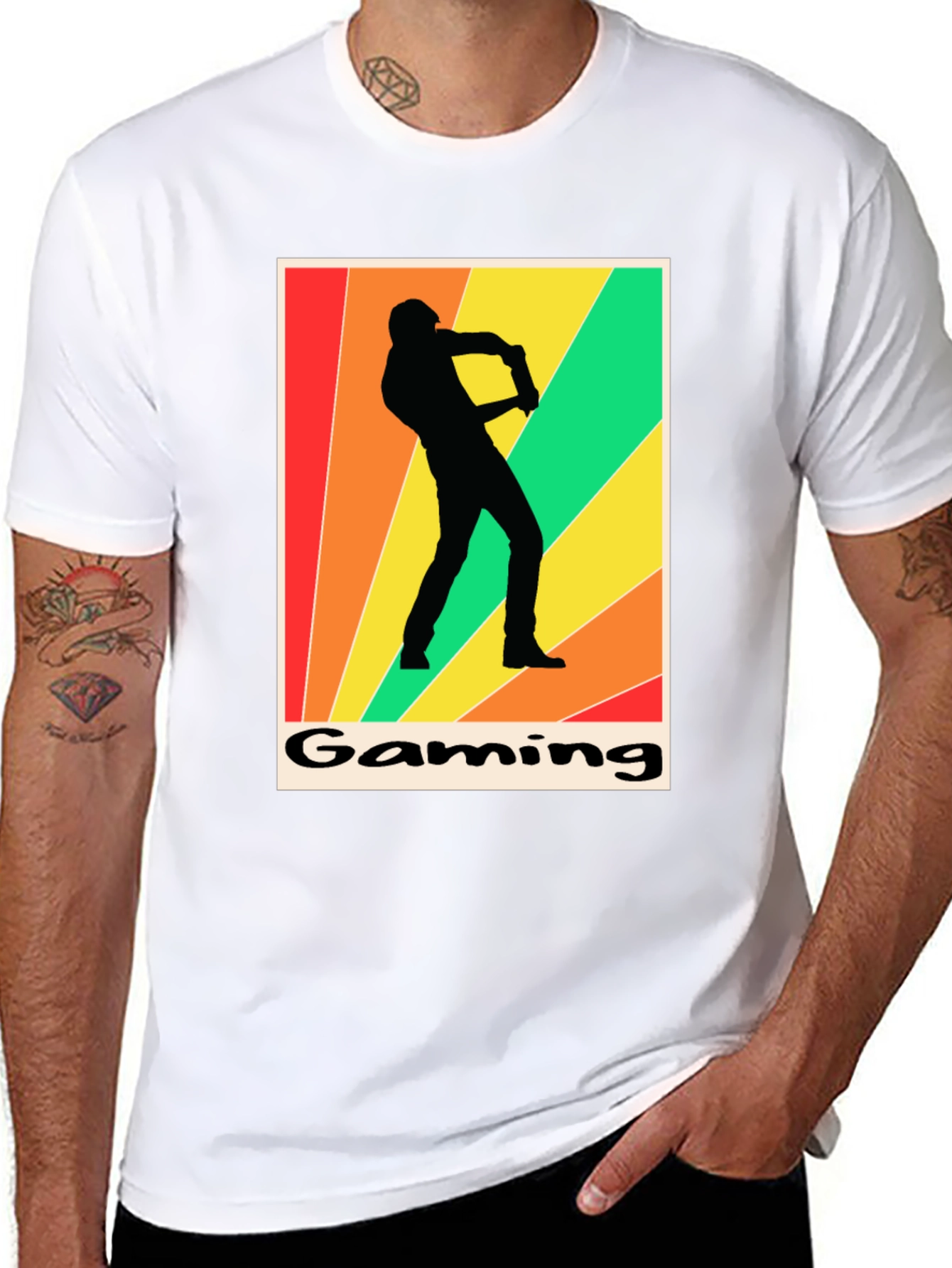 Gaming T-Shirt Retro Gamer Silhouette Graphic Tee