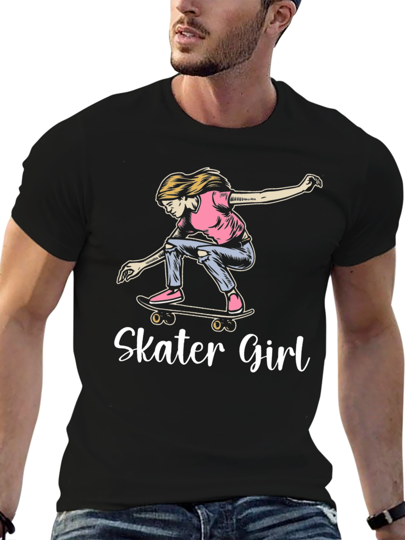 Skater Girl Graphic T-Shirt - Cool Casual Wear
