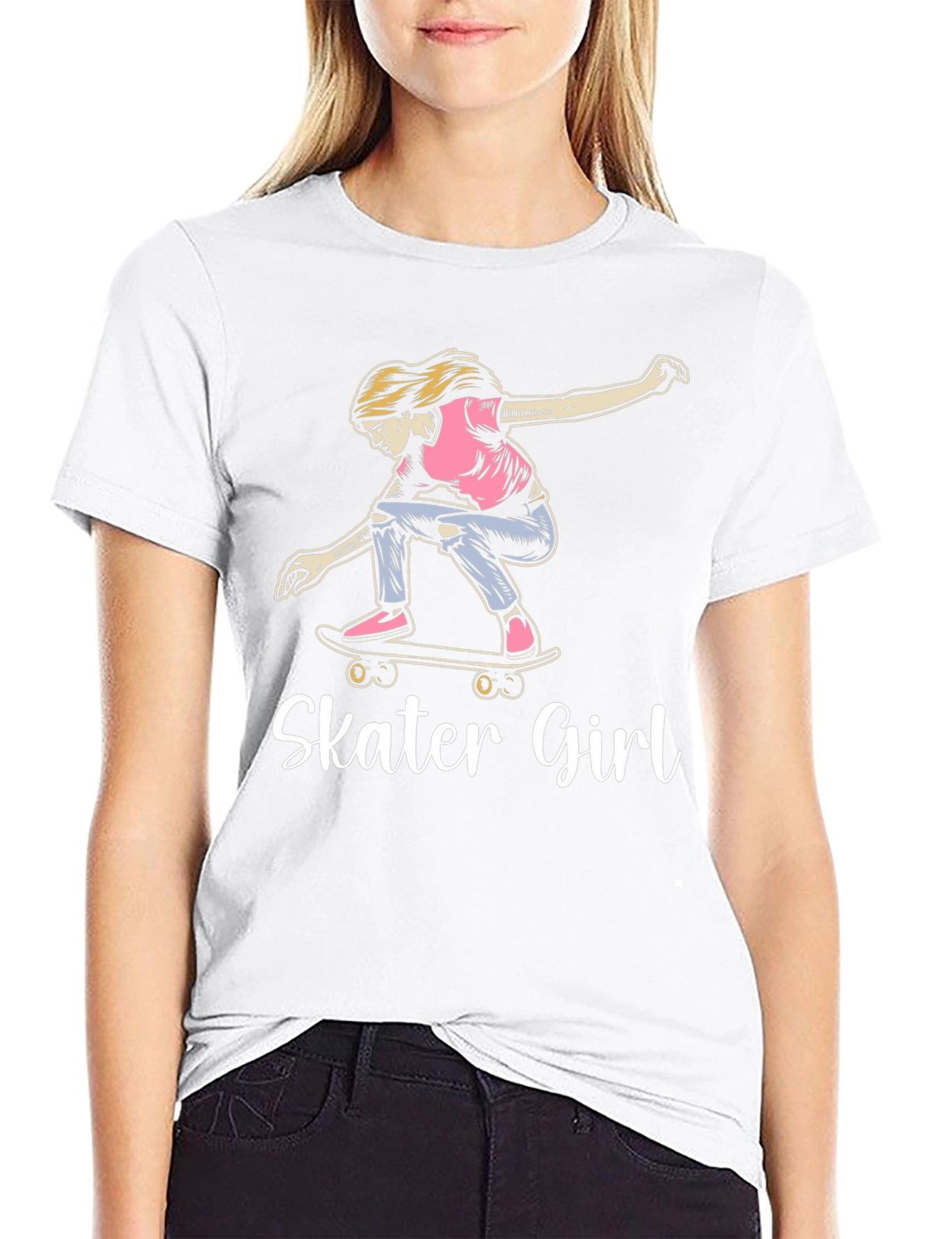 Skater Girl Graphic T-Shirt - Cool Casual Wear