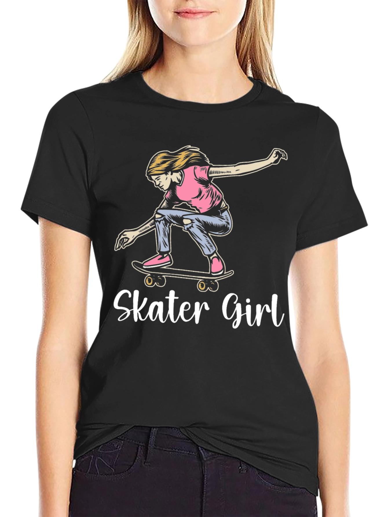 Skater Girl Graphic T-Shirt - Cool Casual Wear