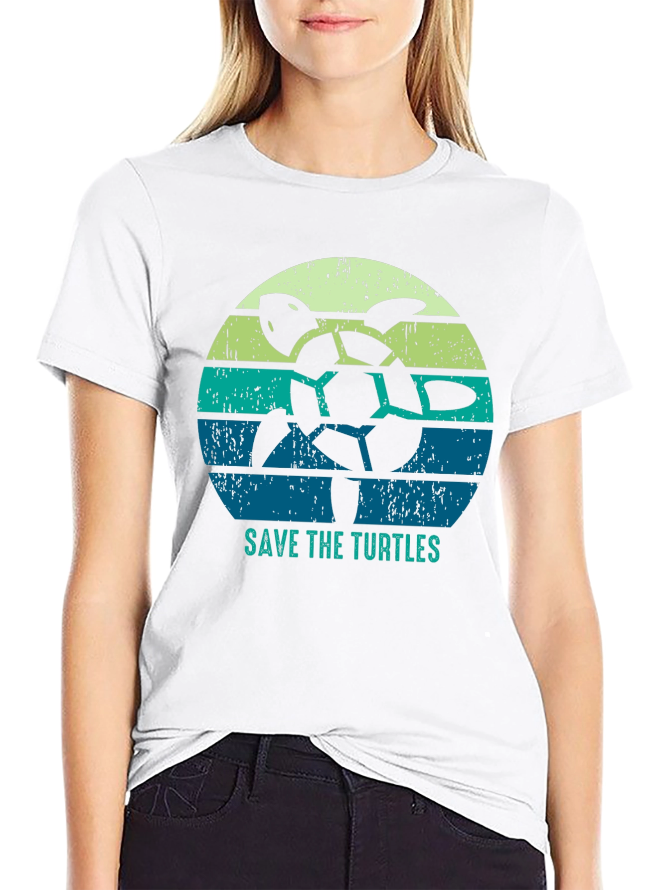 Save the Turtles Graphic Tee - Black Cotton T-Shirt