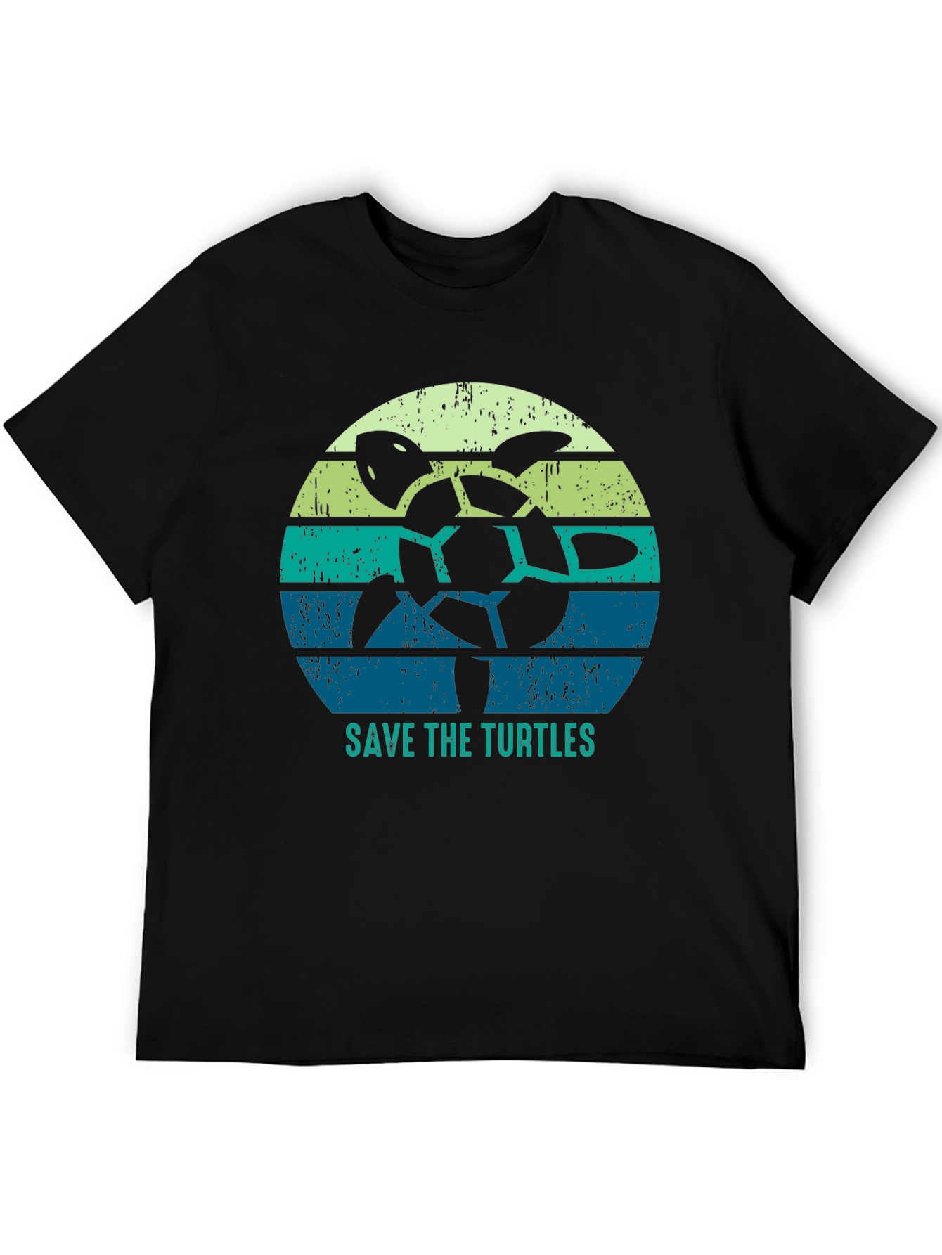 Save the Turtles Graphic Tee - Black Cotton T-Shirt