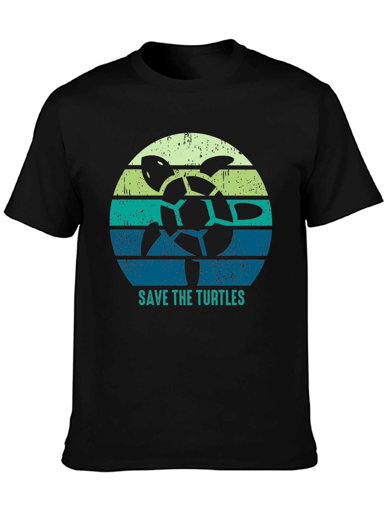 Save the Turtles Graphic Tee - Black Cotton T-Shirt