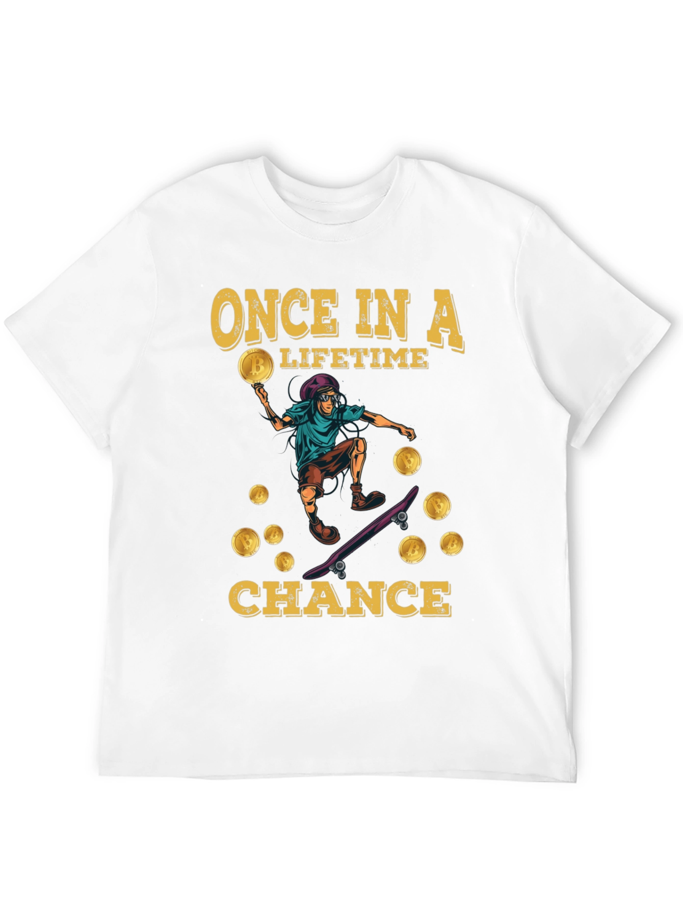 Bitcoin Skateboard T-Shirt - Once in a Lifetime Chance