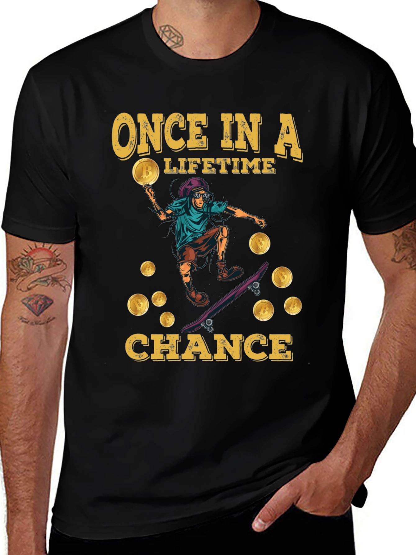 Bitcoin Skateboard T-Shirt - Once in a Lifetime Chance