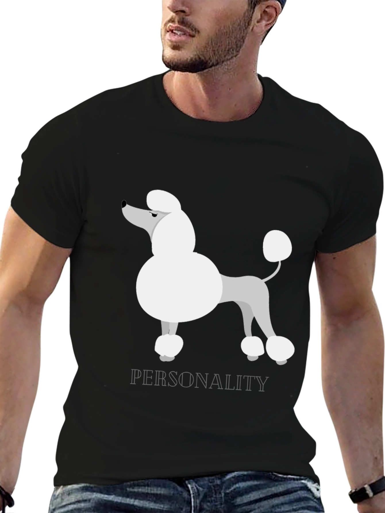 Poodle Personality T-Shirt - Black Cotton Tee