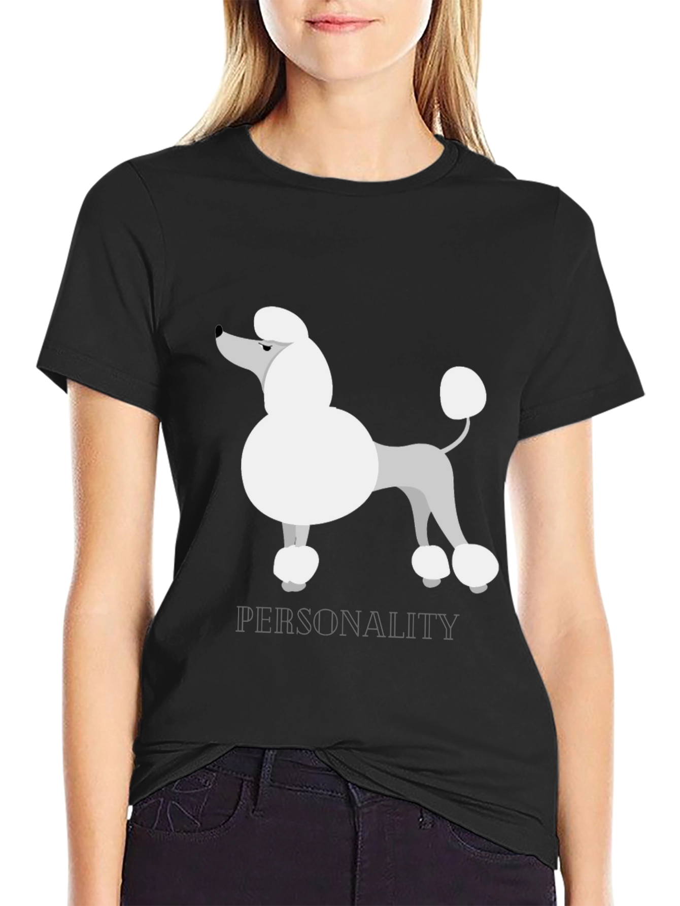 Poodle Personality T-Shirt - Black Cotton Tee