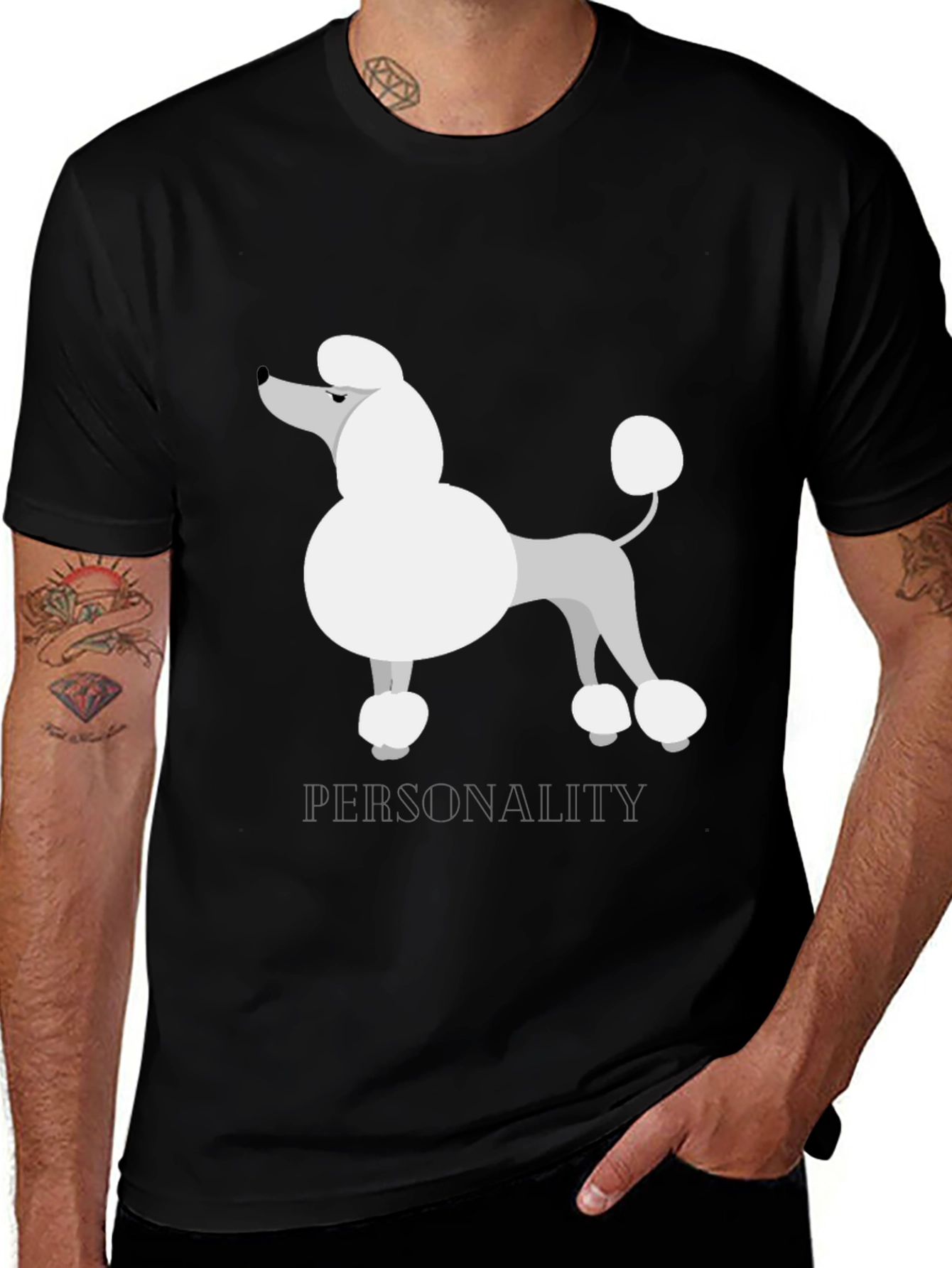 Poodle Personality T-Shirt - Black Cotton Tee