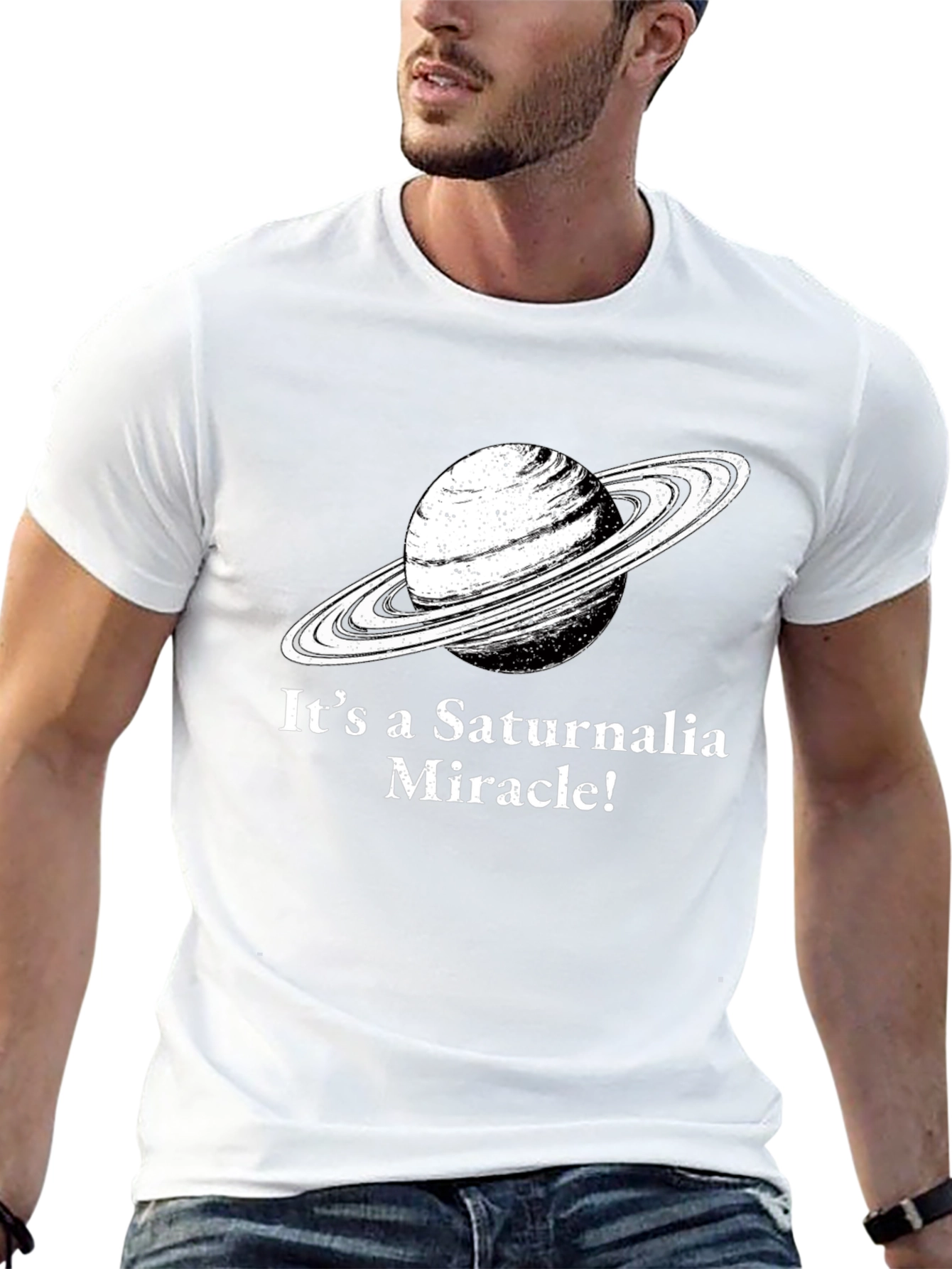 Saturnalia Miracle Graphic Tee - Black Cotton T-Shirt