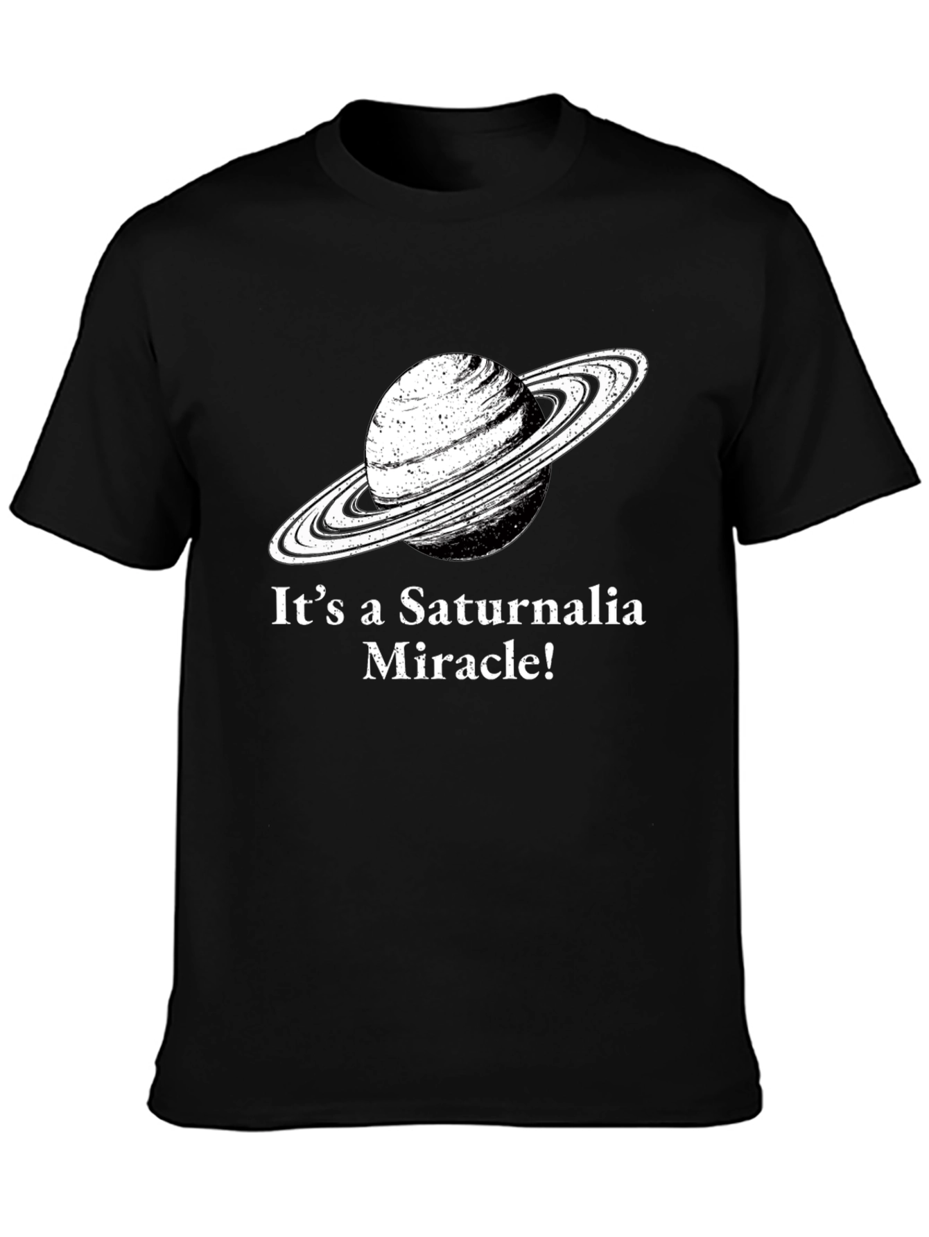 Saturnalia Miracle Graphic Tee - Black Cotton T-Shirt
