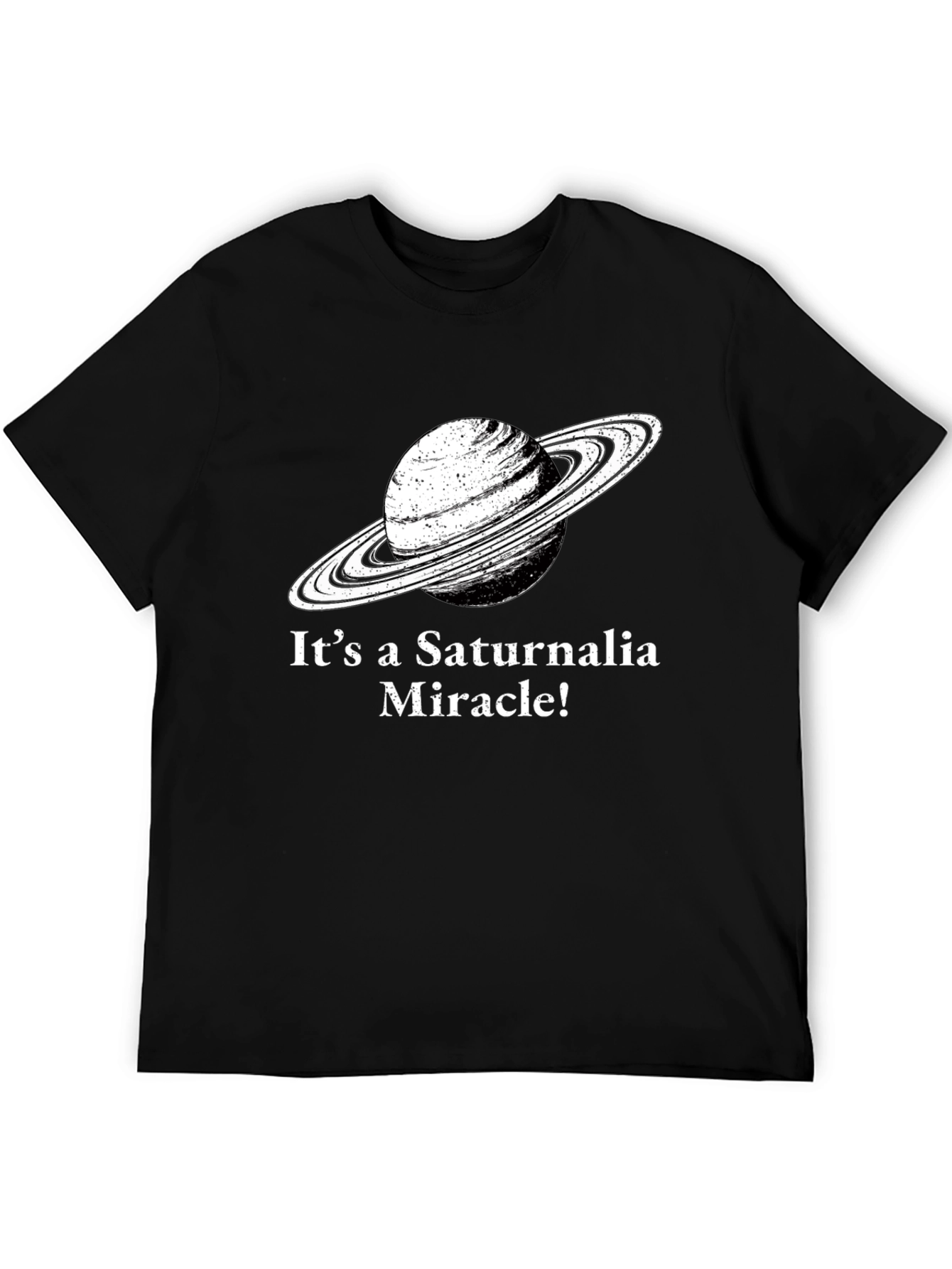 Saturnalia Miracle Graphic Tee - Black Cotton T-Shirt