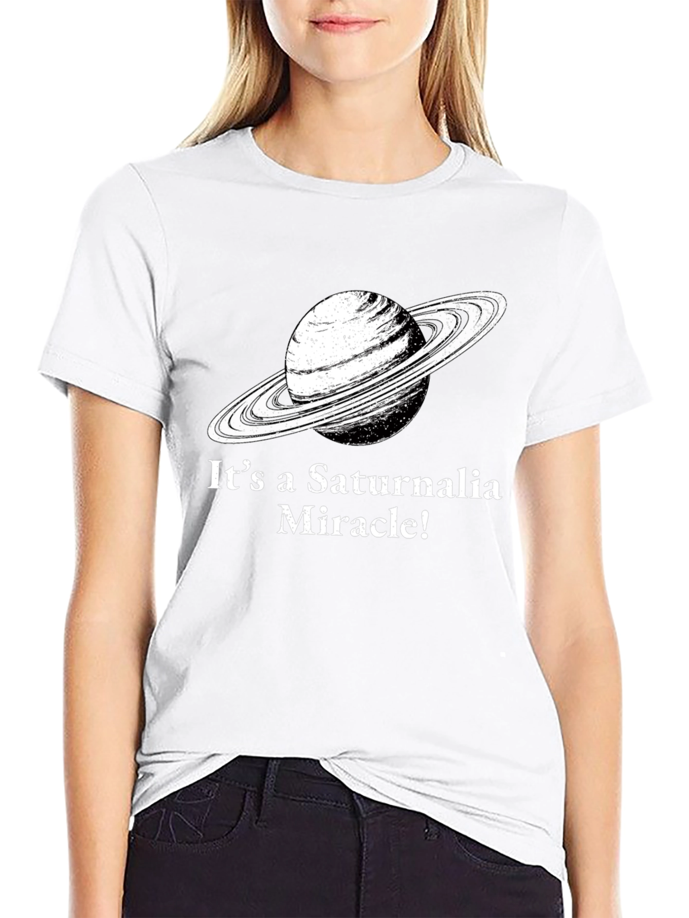 Saturnalia Miracle Graphic Tee - Black Cotton T-Shirt