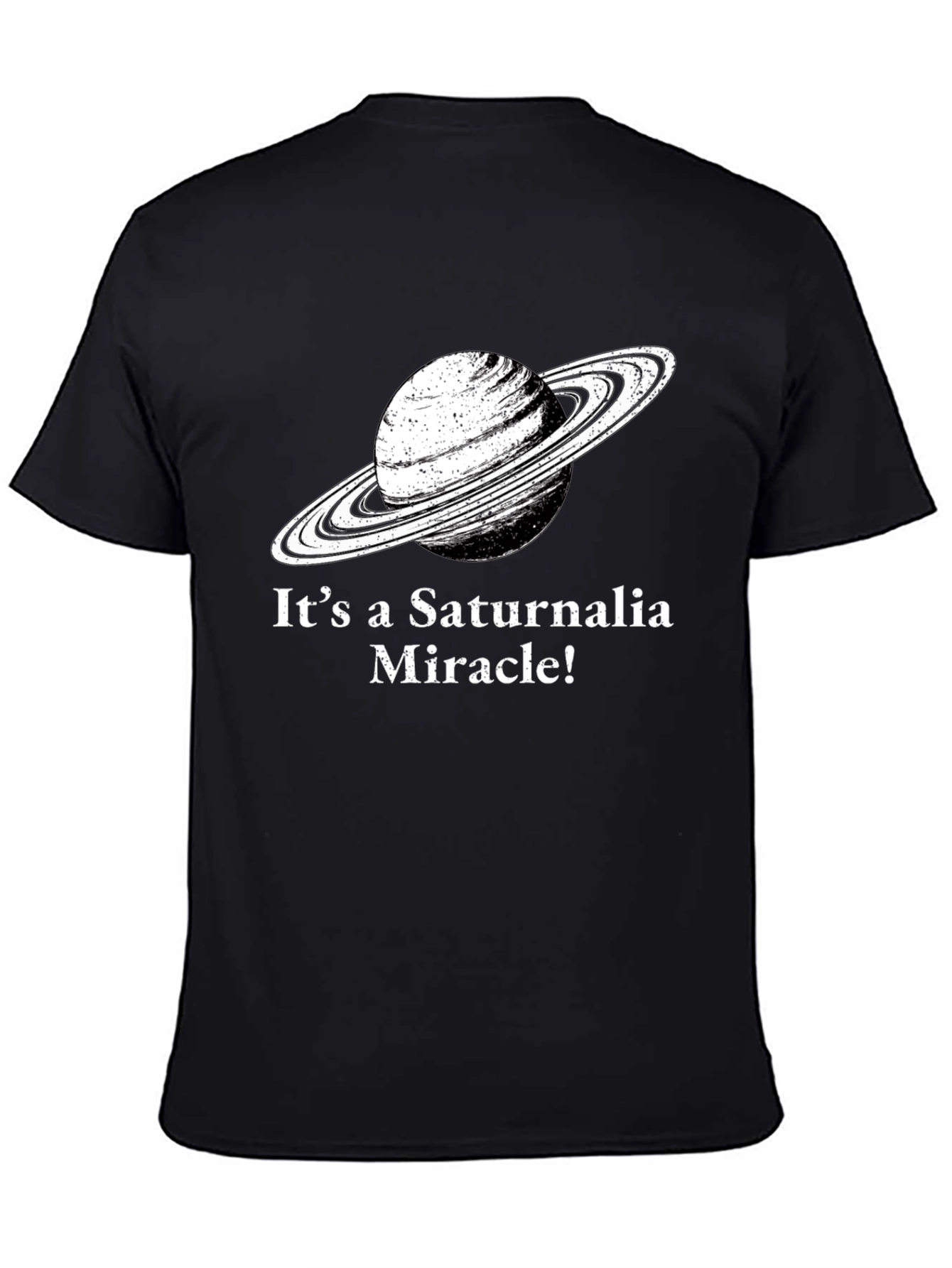 Saturnalia Miracle Graphic Tee - Black Cotton T-Shirt