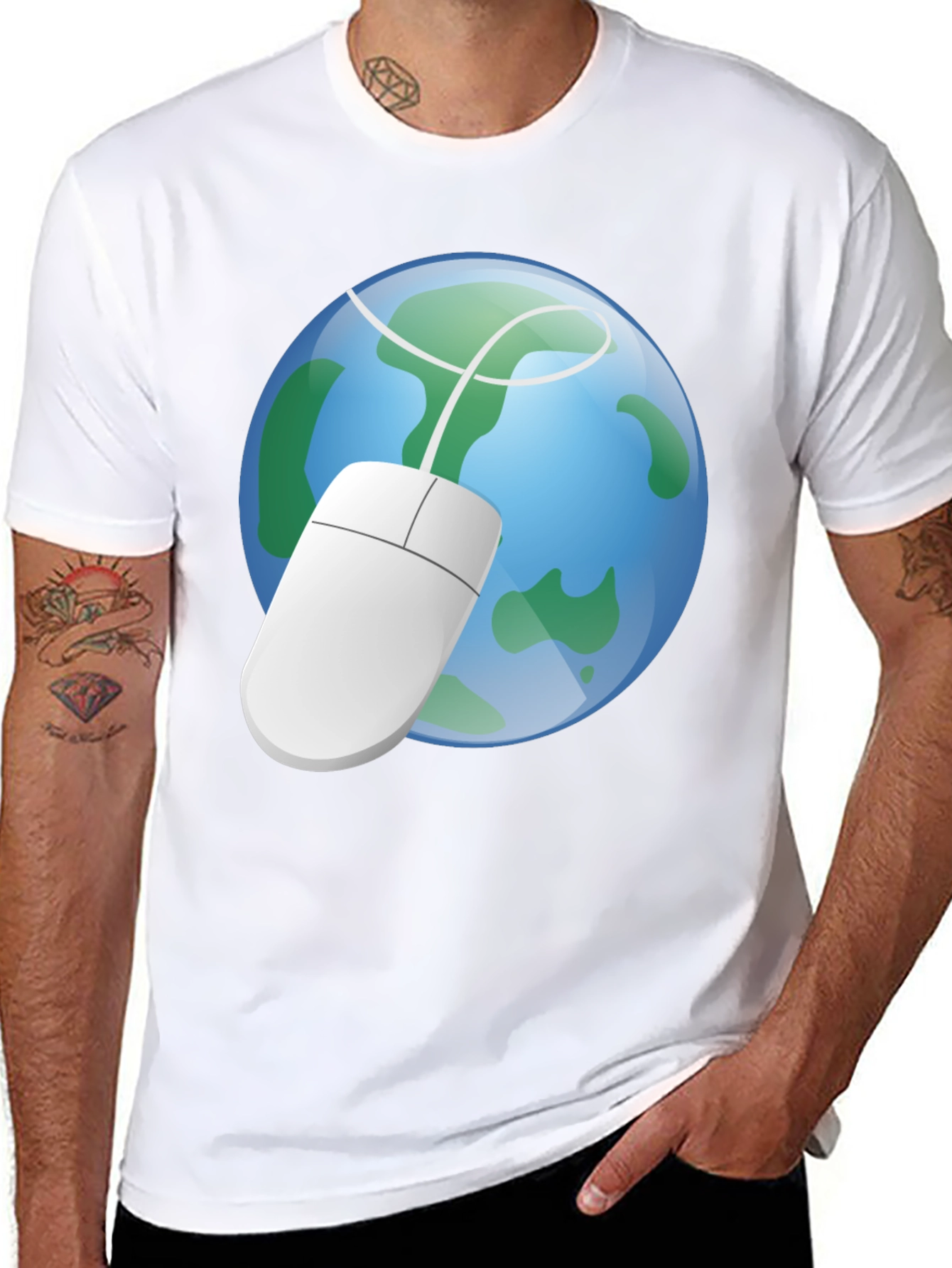 Earth Globe Computer Mouse Graphic Tee