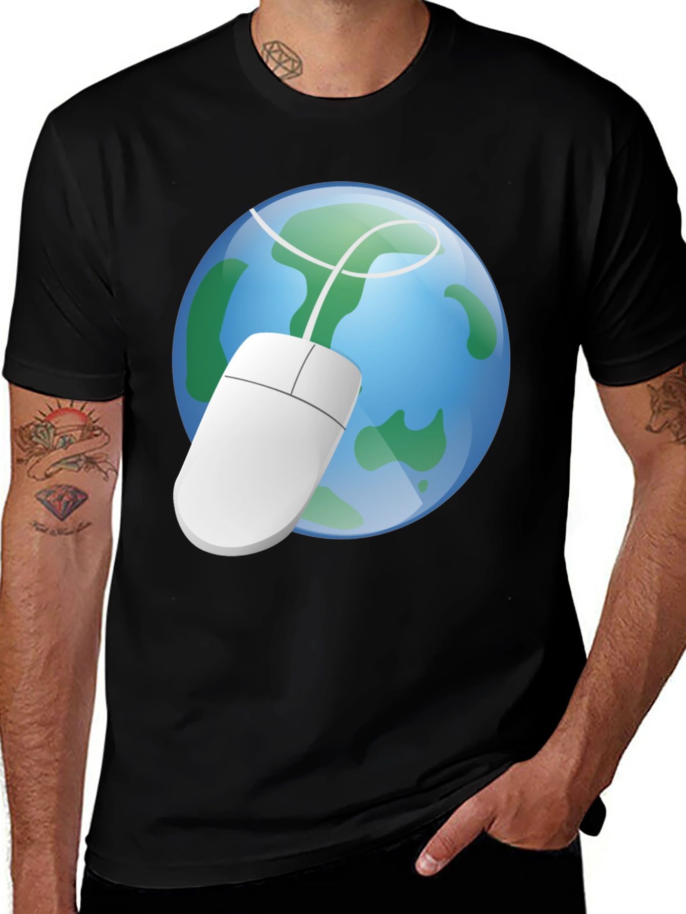 Earth Globe Computer Mouse Graphic Tee