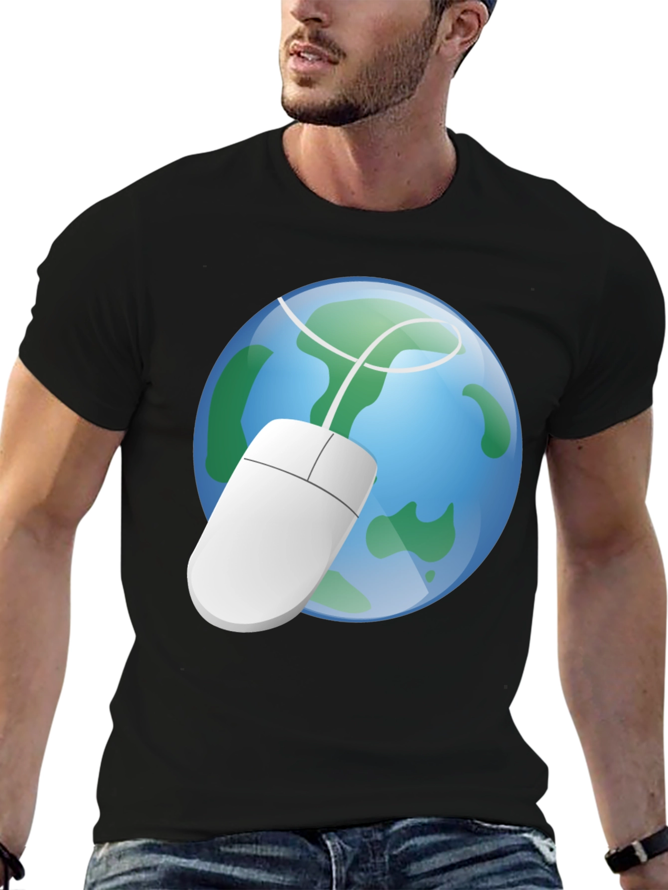 Earth Globe Computer Mouse Graphic Tee