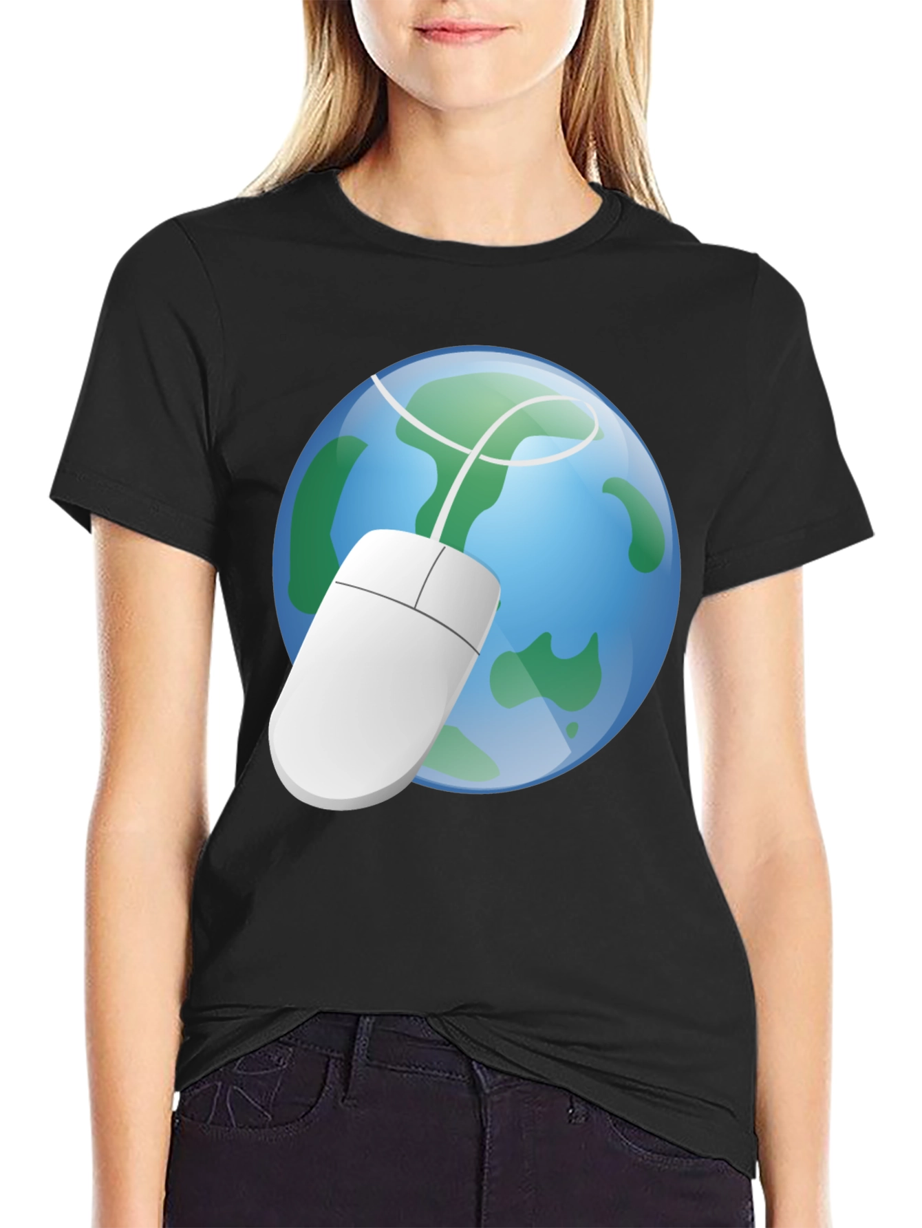 Earth Globe Computer Mouse Graphic Tee