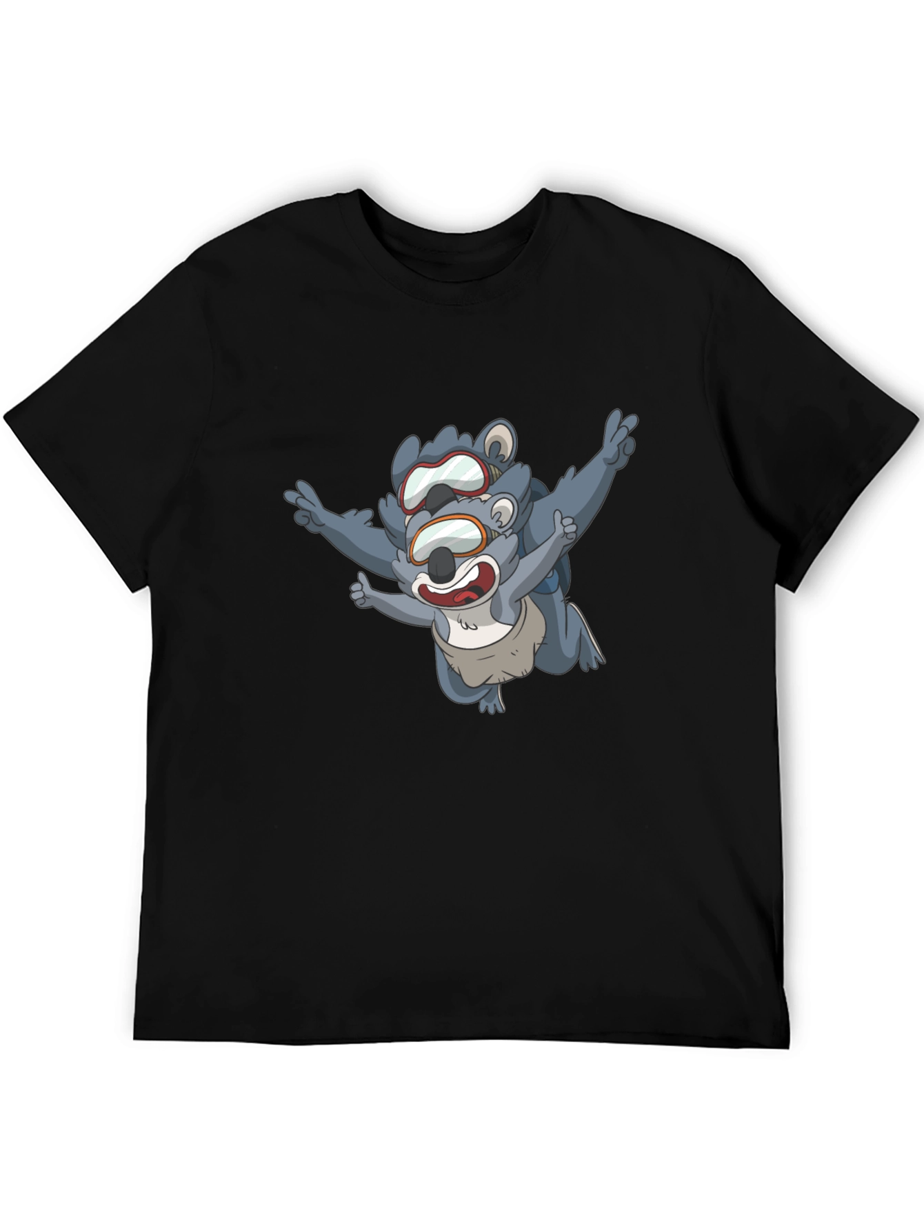 Skydiving Koala Bear Black T-Shirt