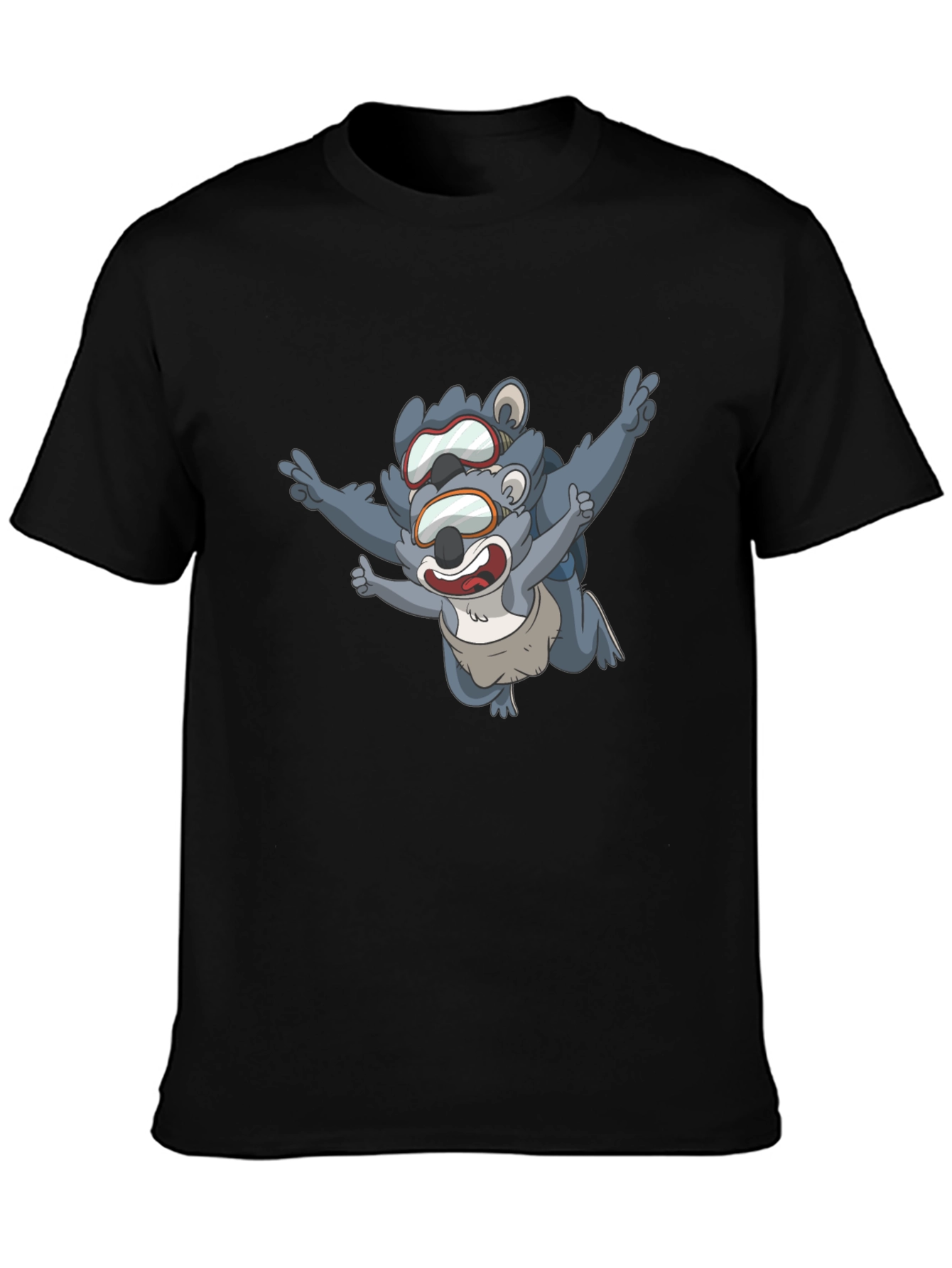 Skydiving Koala Bear Black T-Shirt
