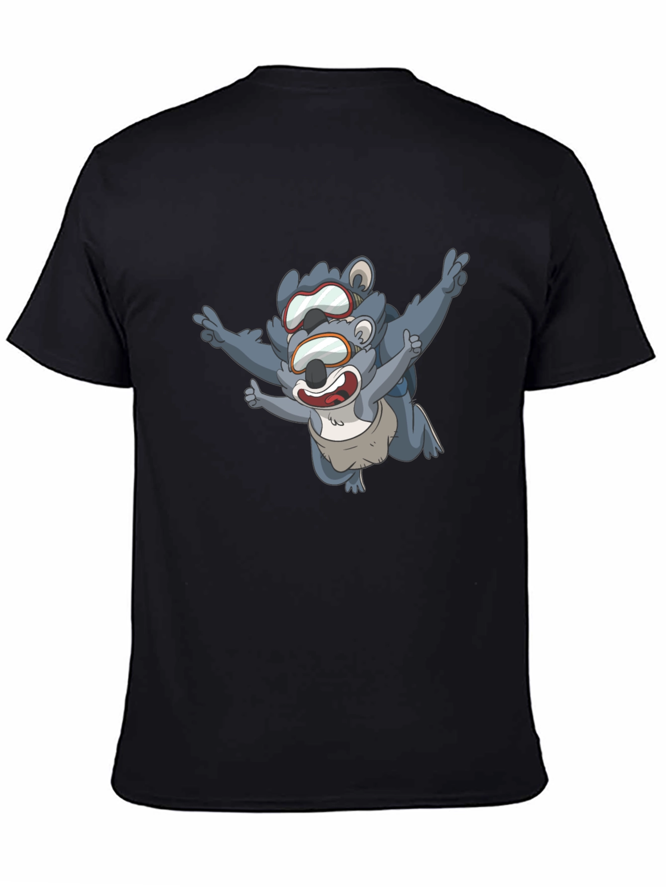 Skydiving Koala Bear Black T-Shirt