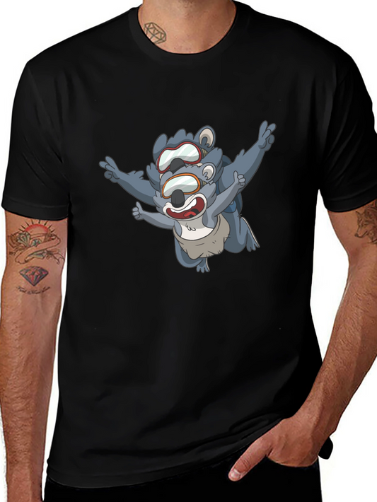 Skydiving Koala Bear Black T-Shirt