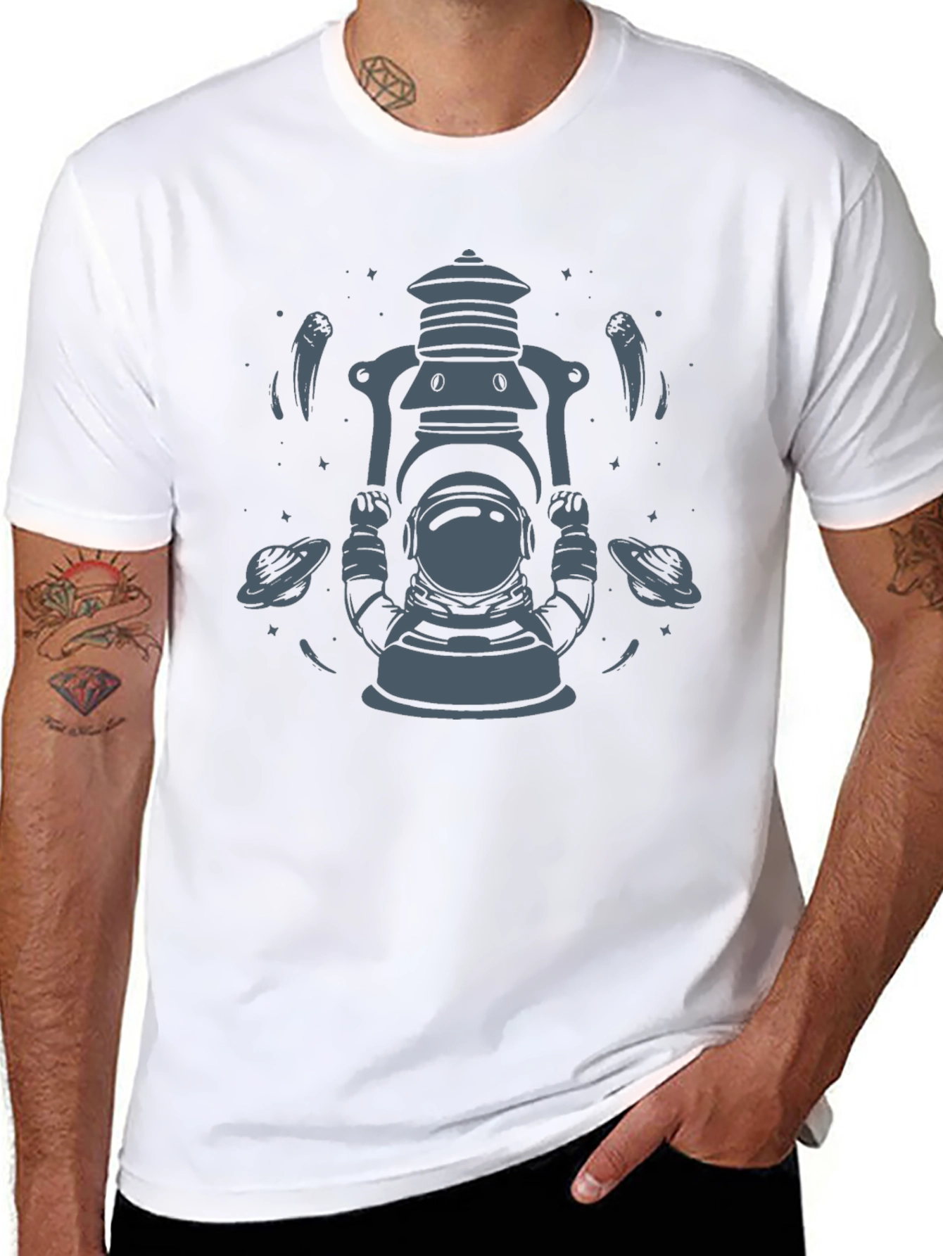 Astronaut & UFO Graphic Tee - Cosmic Cool