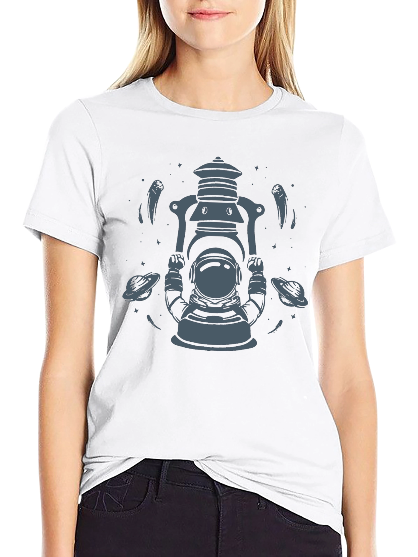 Astronaut & UFO Graphic Tee - Cosmic Cool