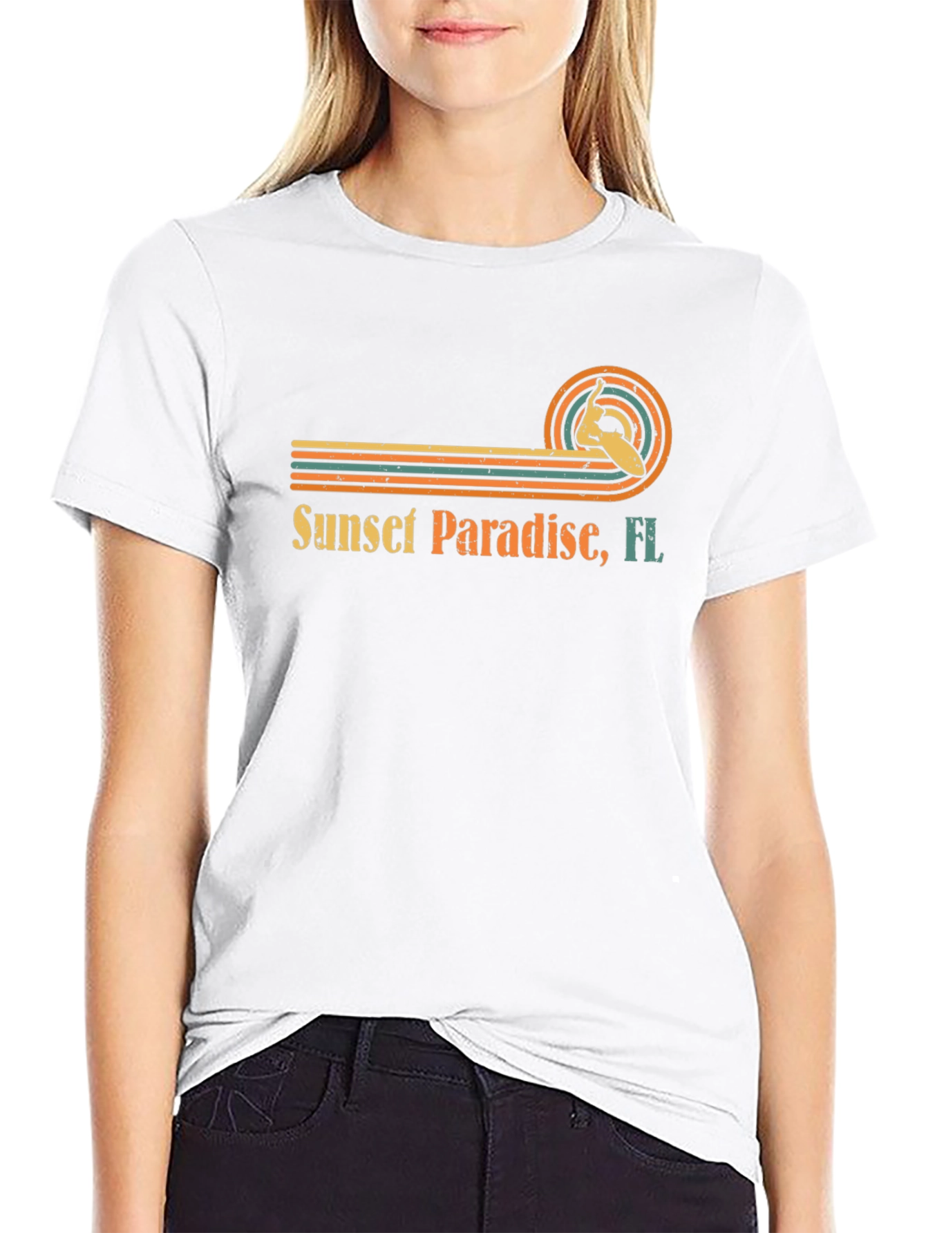 Sunset Paradise FL Surfing T-Shirt