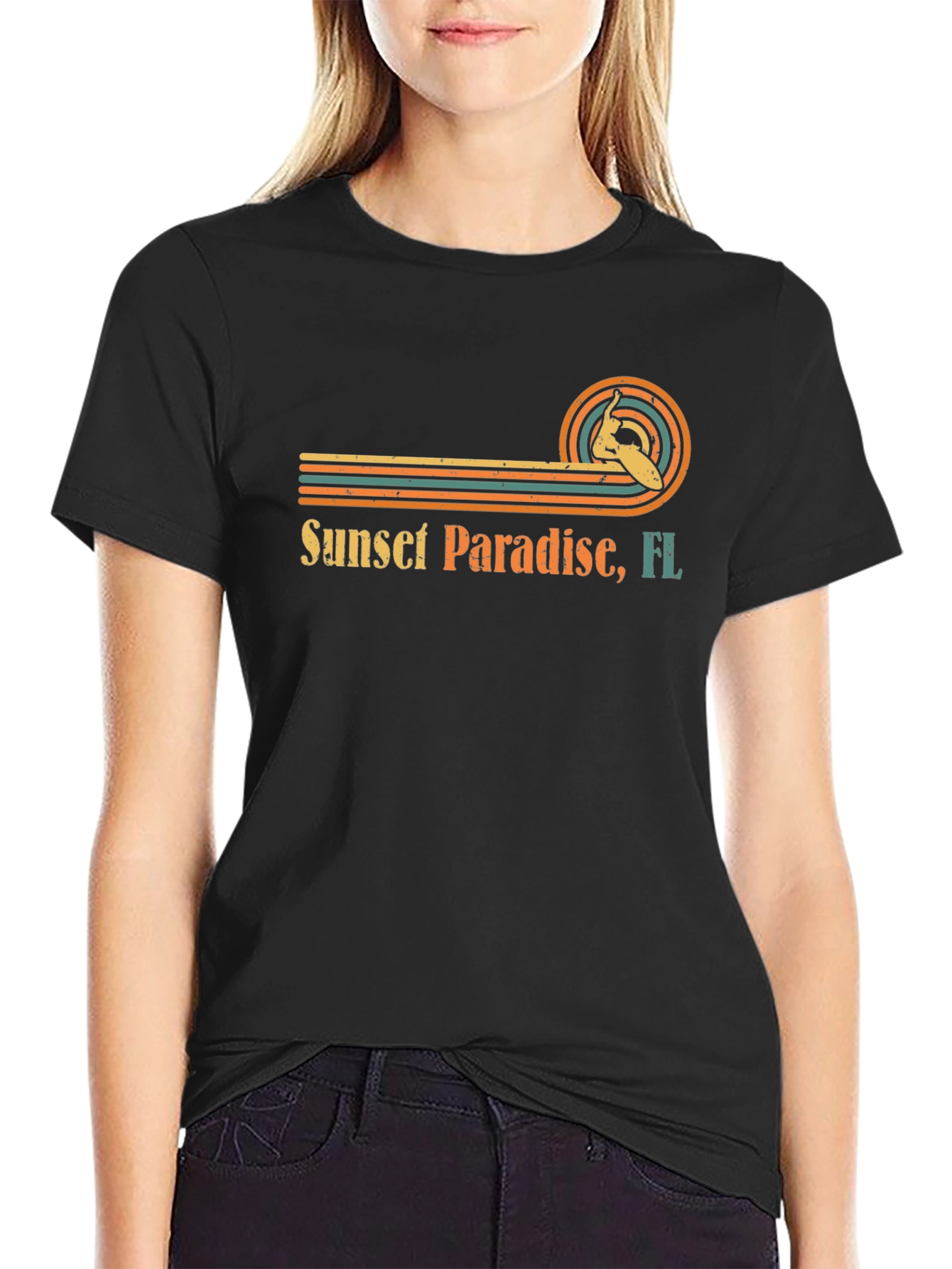 Sunset Paradise FL Surfing T-Shirt