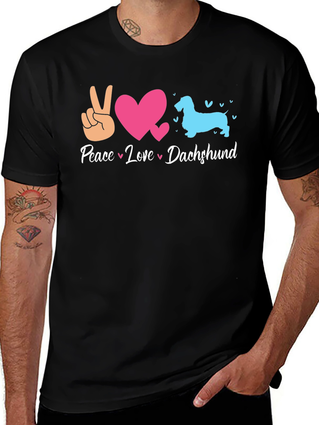 Peace Love Dachshund Graphic Tee