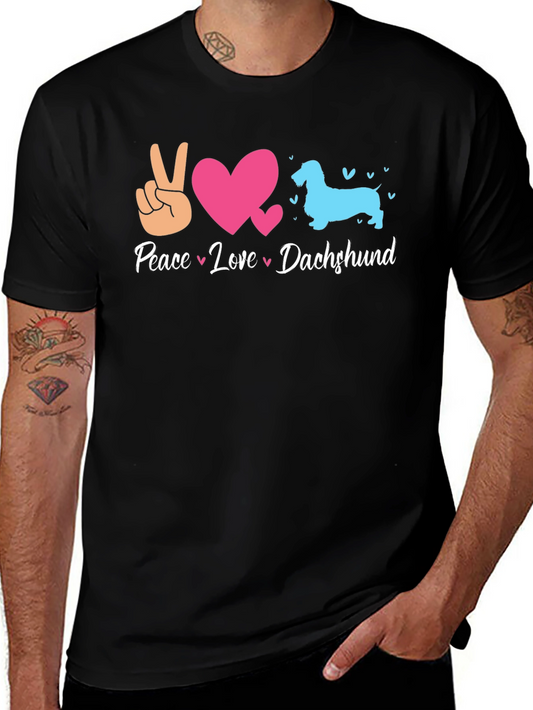 Peace Love Dachshund Graphic Tee