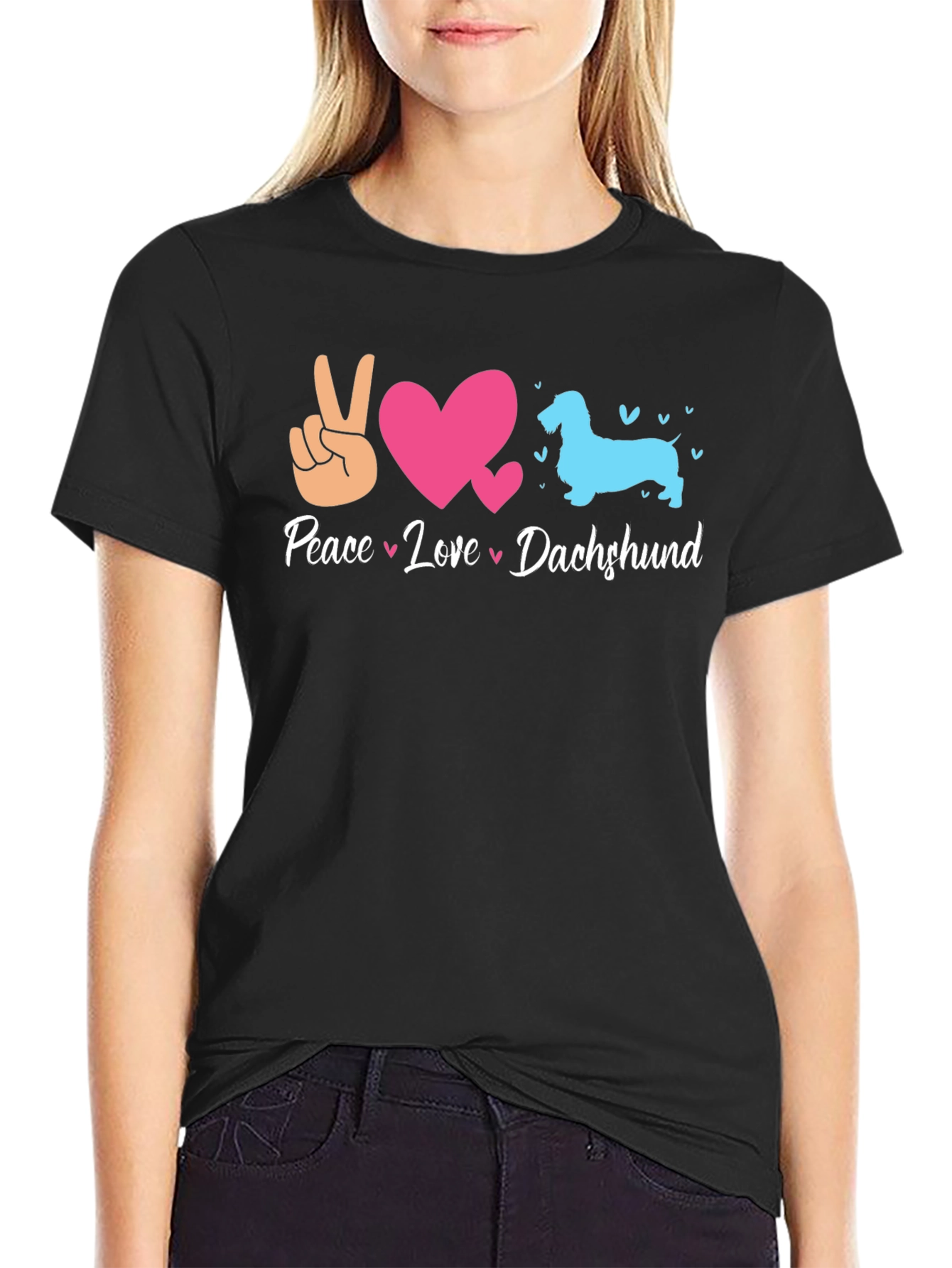 Peace Love Dachshund Graphic Tee