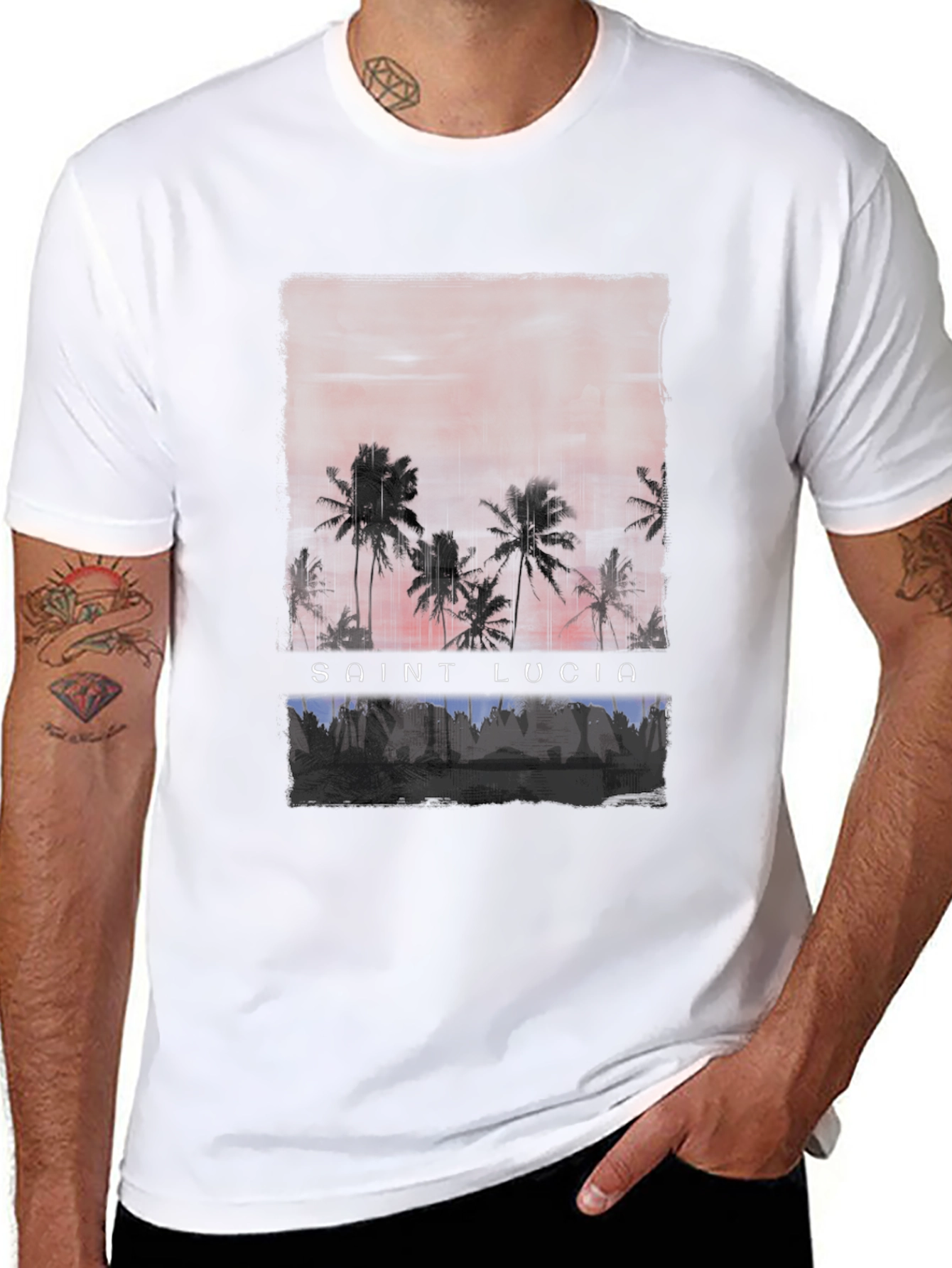 Saint Lucia Palm Tree Graphic T-Shirt