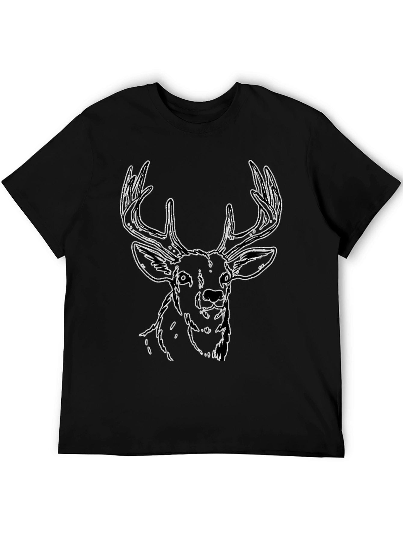 Deer Graphic Tee - Stylish Outline Design Soft Fabric