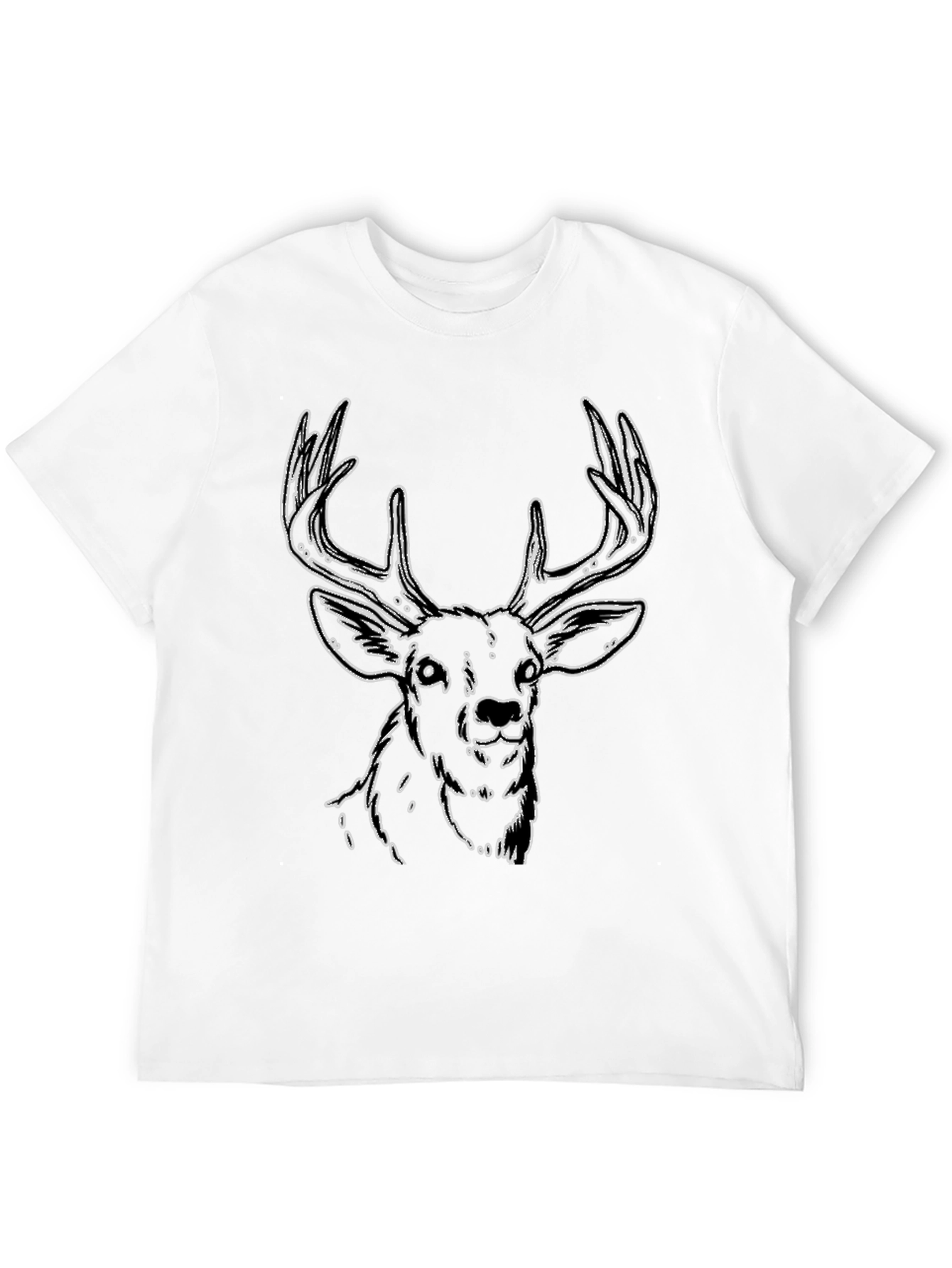 Deer Graphic Tee - Stylish Outline Design Soft Fabric
