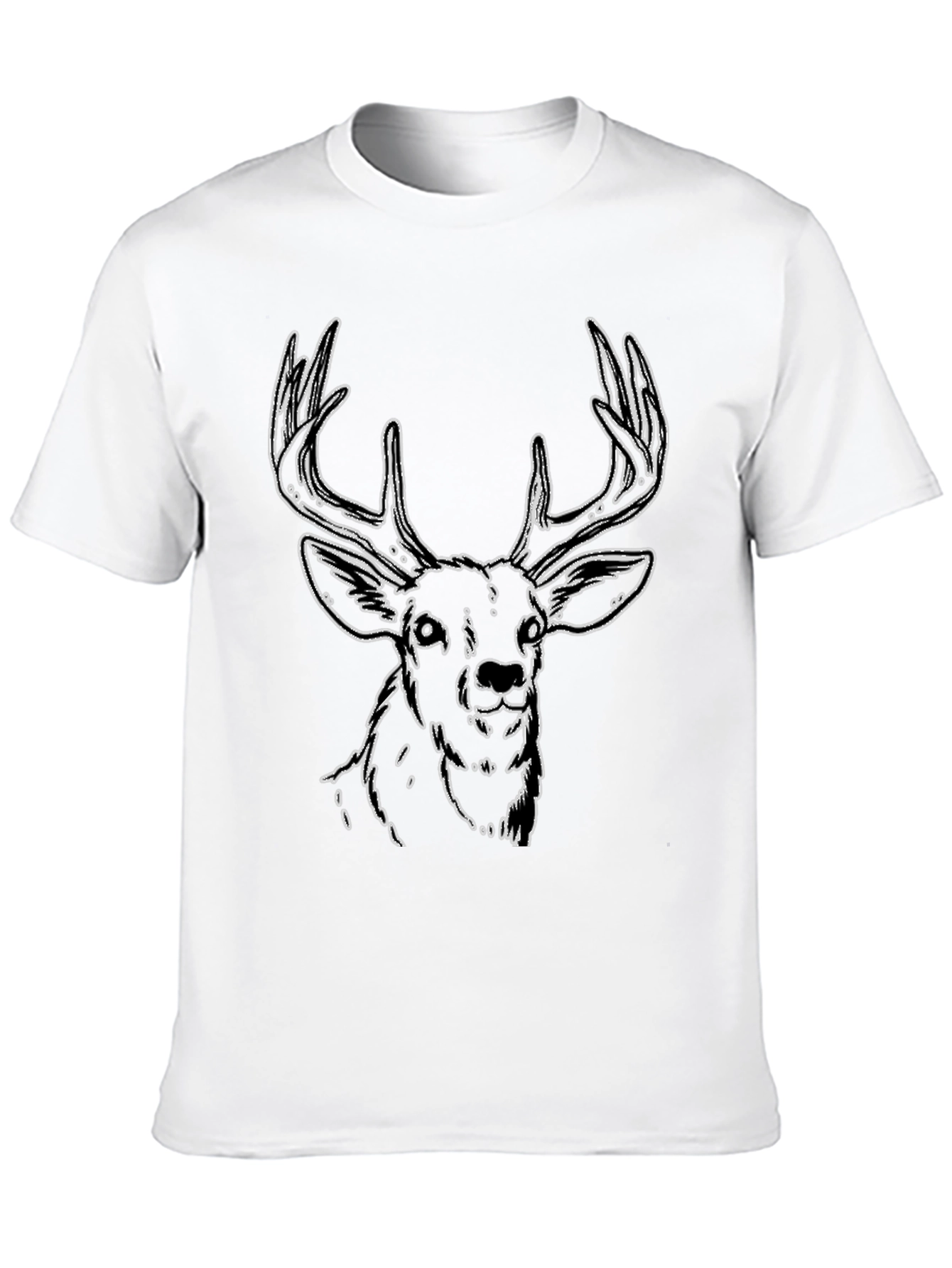 Deer Graphic Tee - Stylish Outline Design Soft Fabric