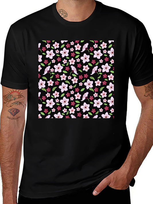 Floral Print Black T-Shirt - Stylish & Comfortable