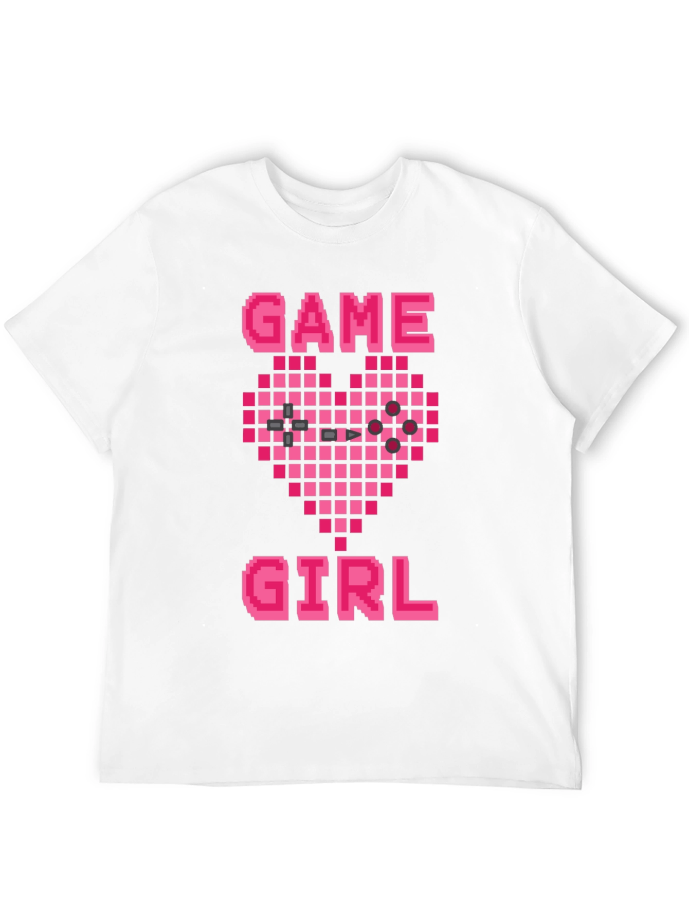 Game Girl Pixel Heart Black T-Shirt