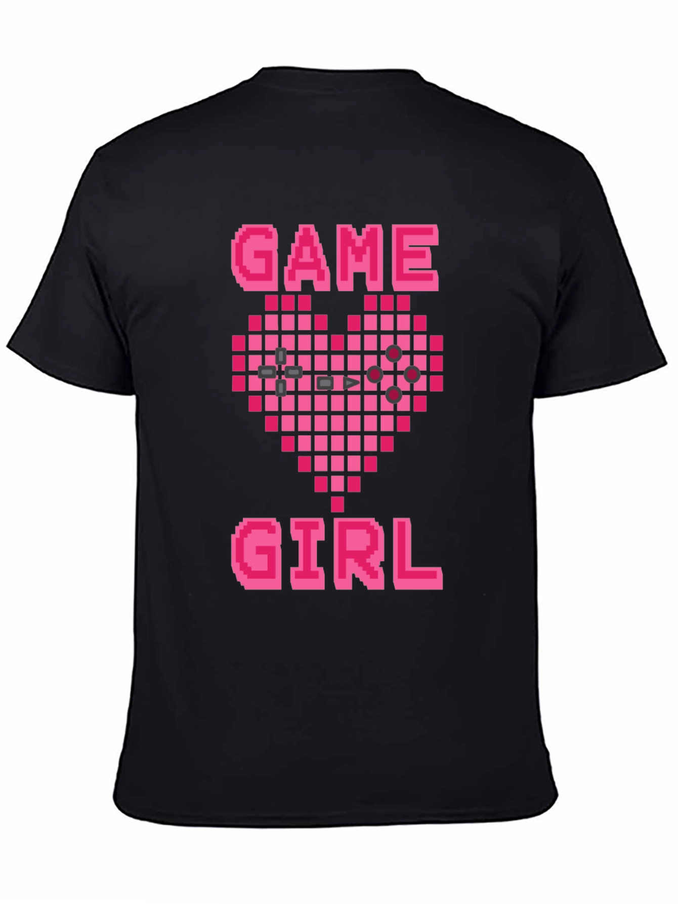 Game Girl Pixel Heart Black T-Shirt