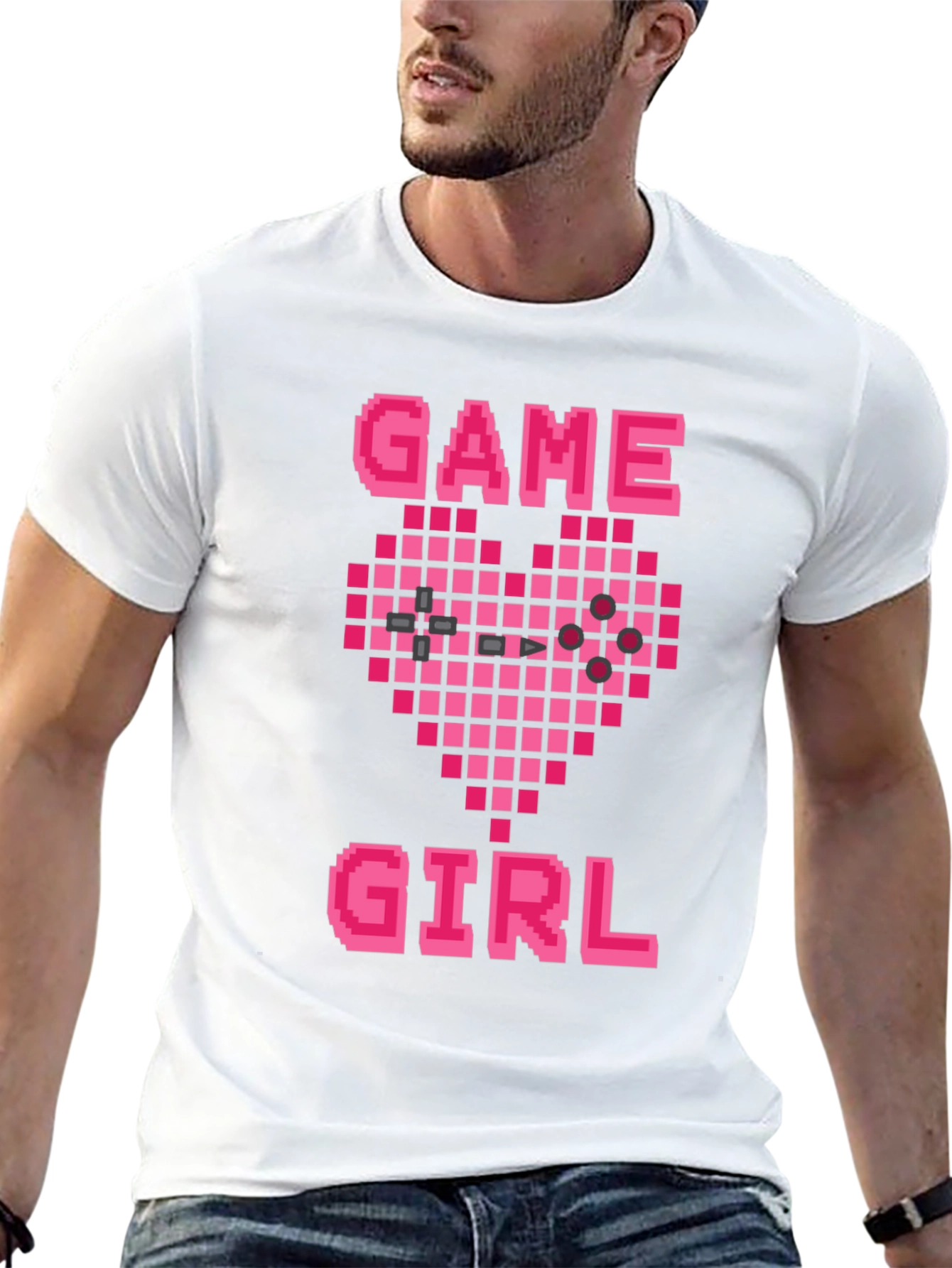 Game Girl Pixel Heart Black T-Shirt