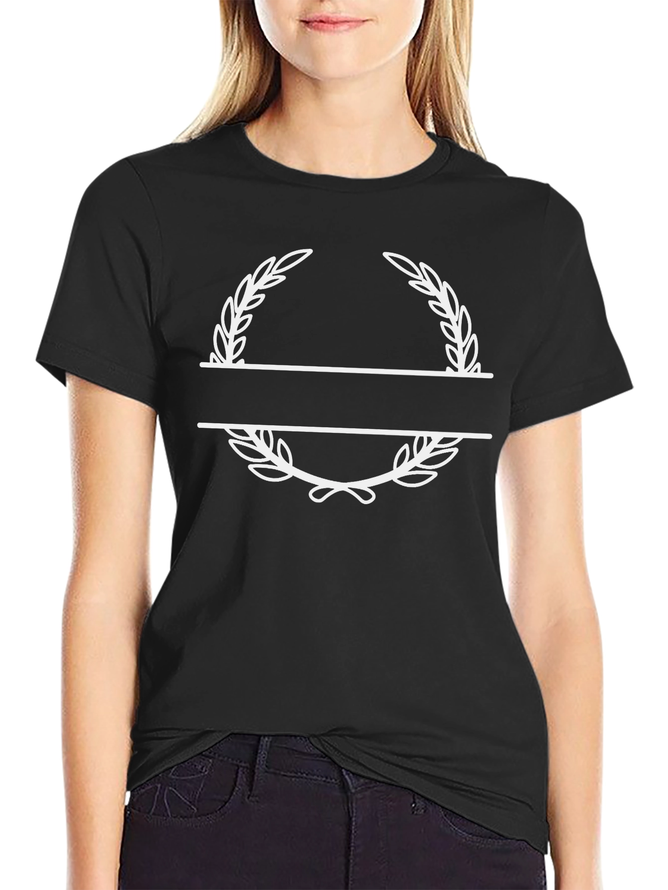Personalized Wreath Black T-Shirt