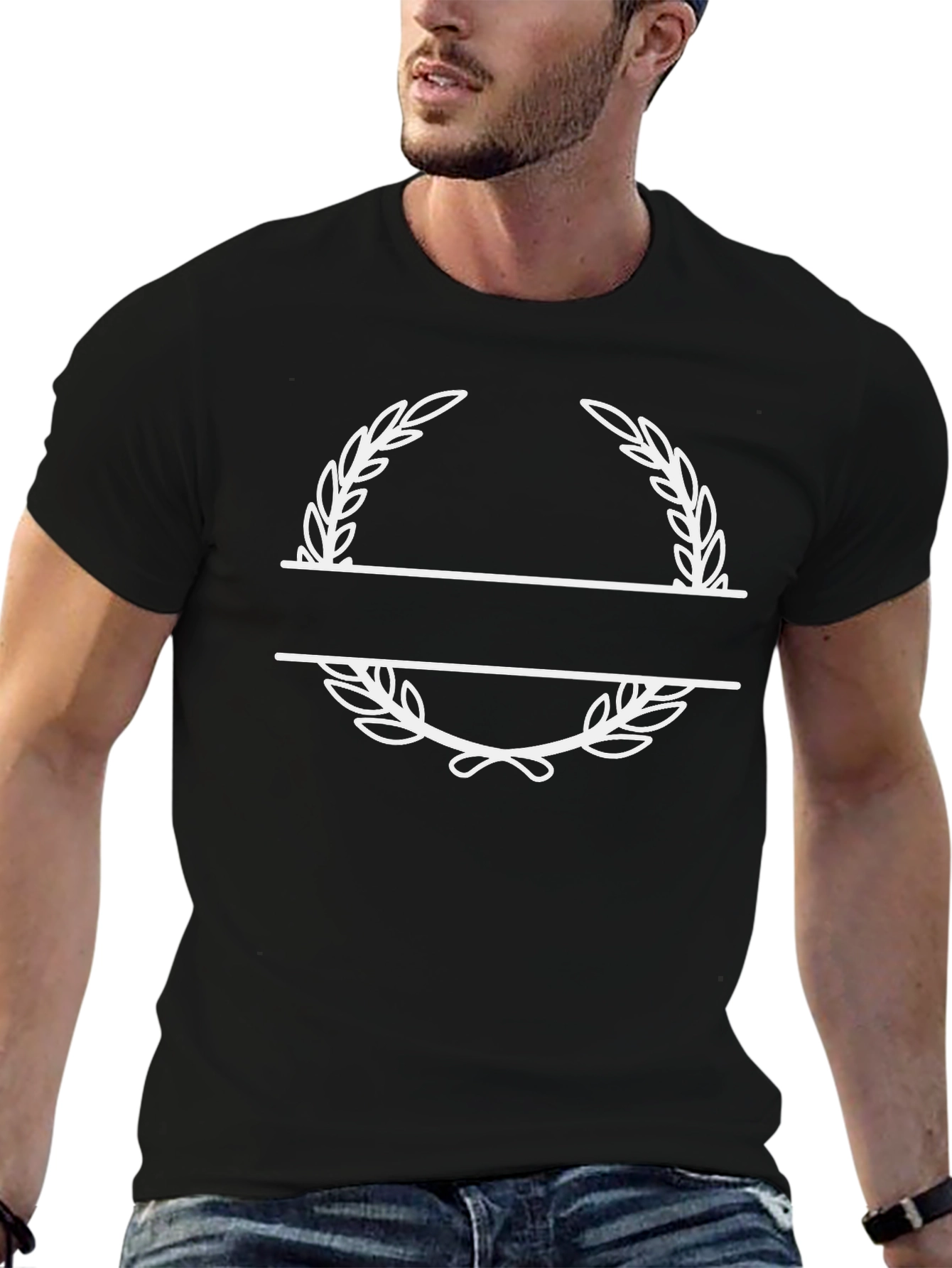 Personalized Wreath Black T-Shirt