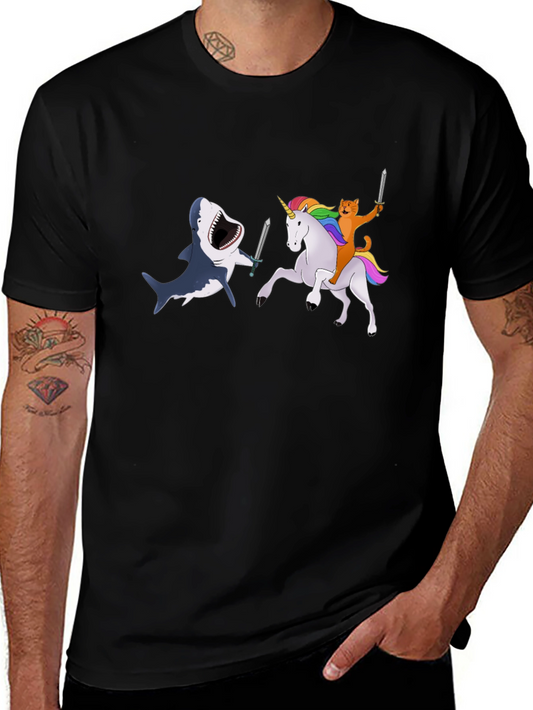 Shark vs Unicorn Cat T-Shirt