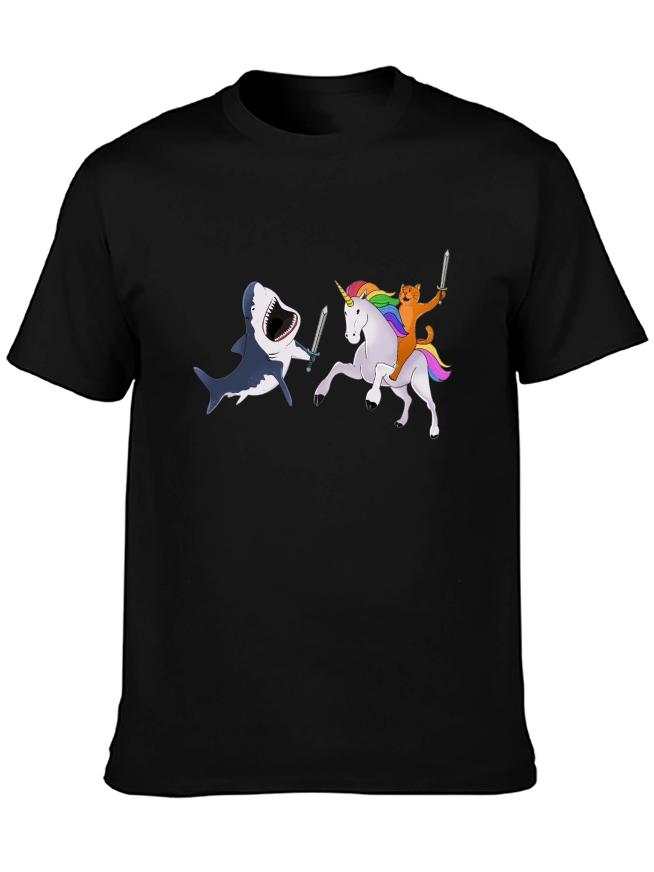 Shark vs Unicorn Cat T-Shirt