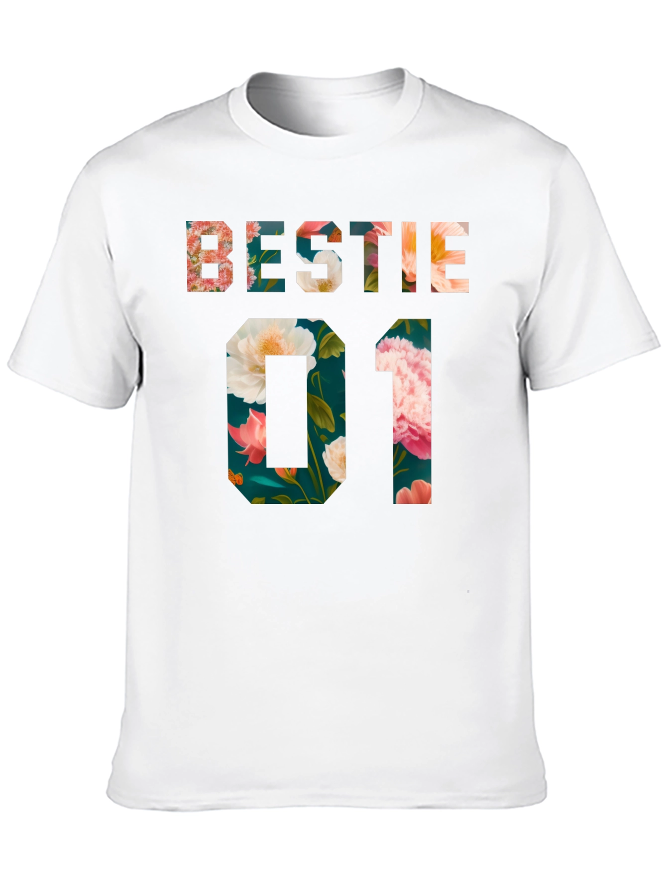 Floral Bestie 01 Black T-Shirt