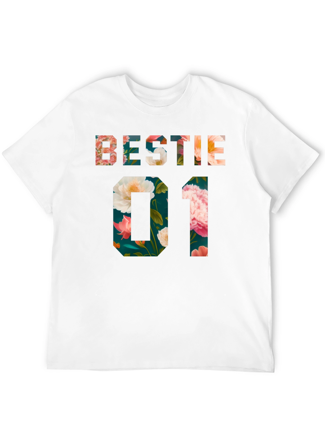 Floral Bestie 01 Black T-Shirt