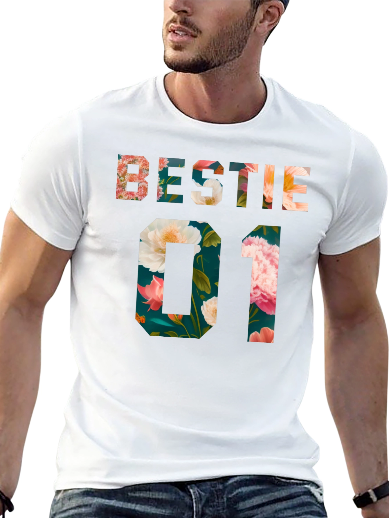 Floral Bestie 01 Black T-Shirt