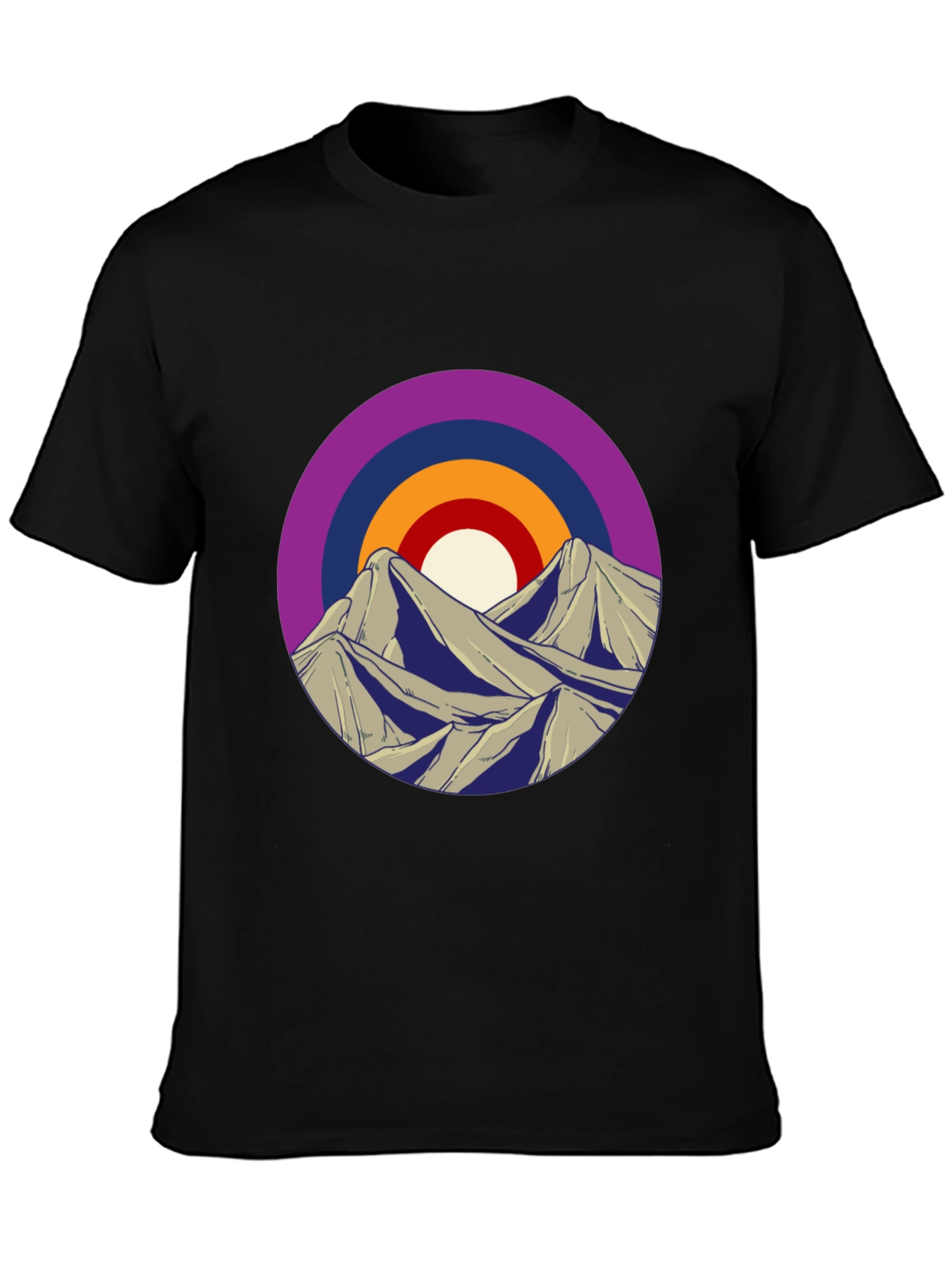 Mountain Sunset Graphic Tee - Black Cotton Blend