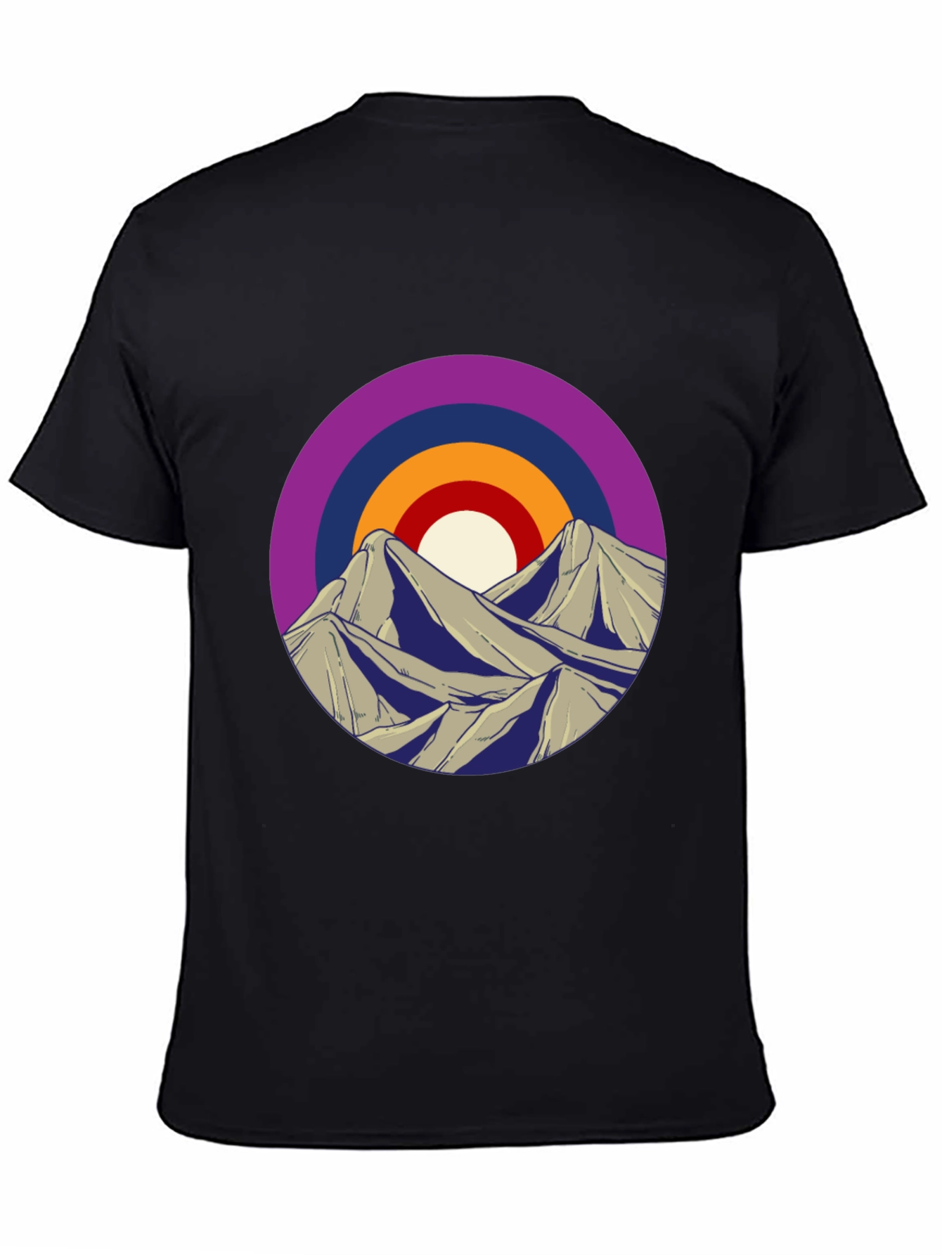 Mountain Sunset Graphic Tee - Black Cotton Blend