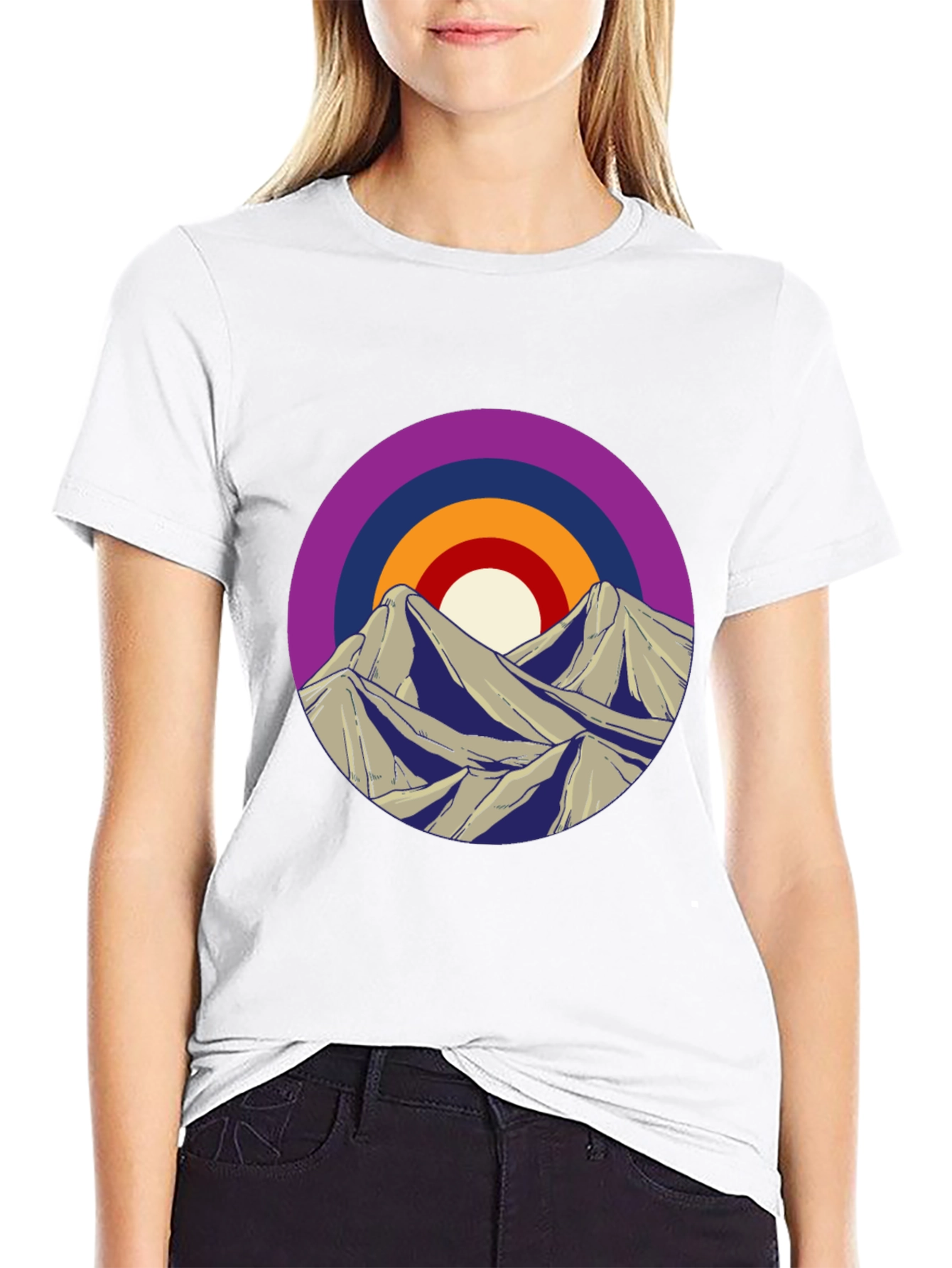 Mountain Sunset Graphic Tee - Black Cotton Blend